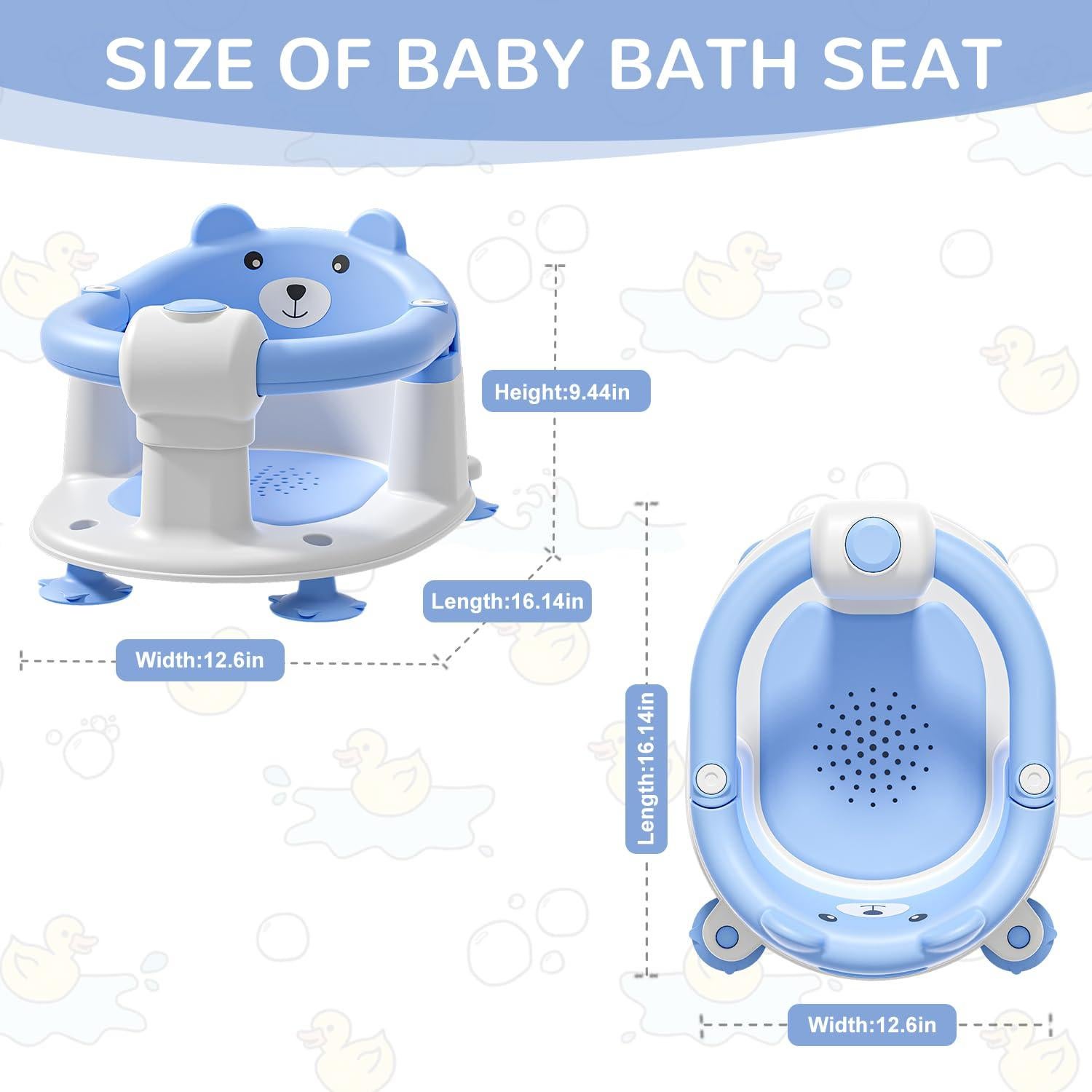 Asiento de Baño para Bebés Himold Azul con Ventosas Antideslizantes