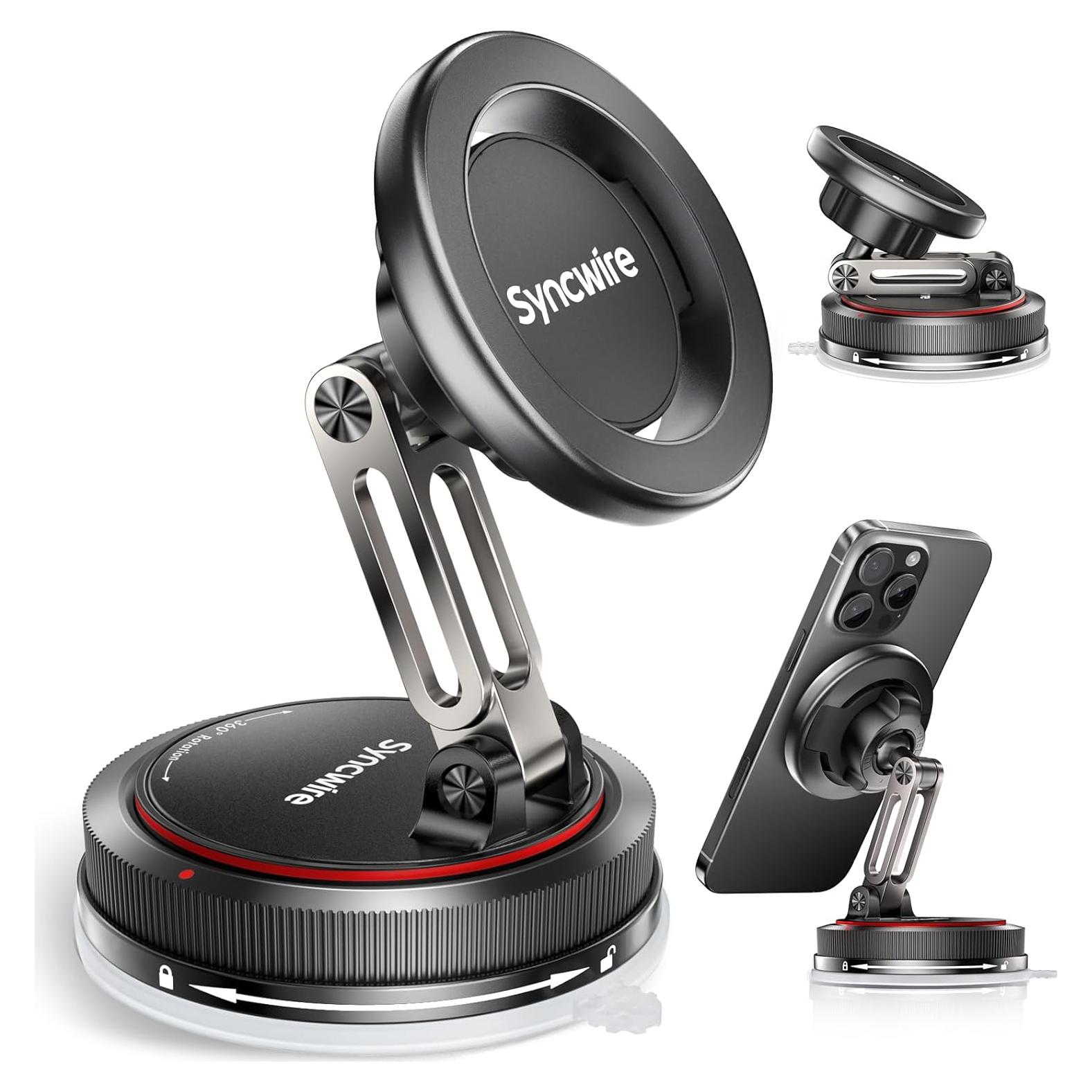 Soporte de Coche MagSafe SYNCWIRE 2 Ejes Negro Ajustable