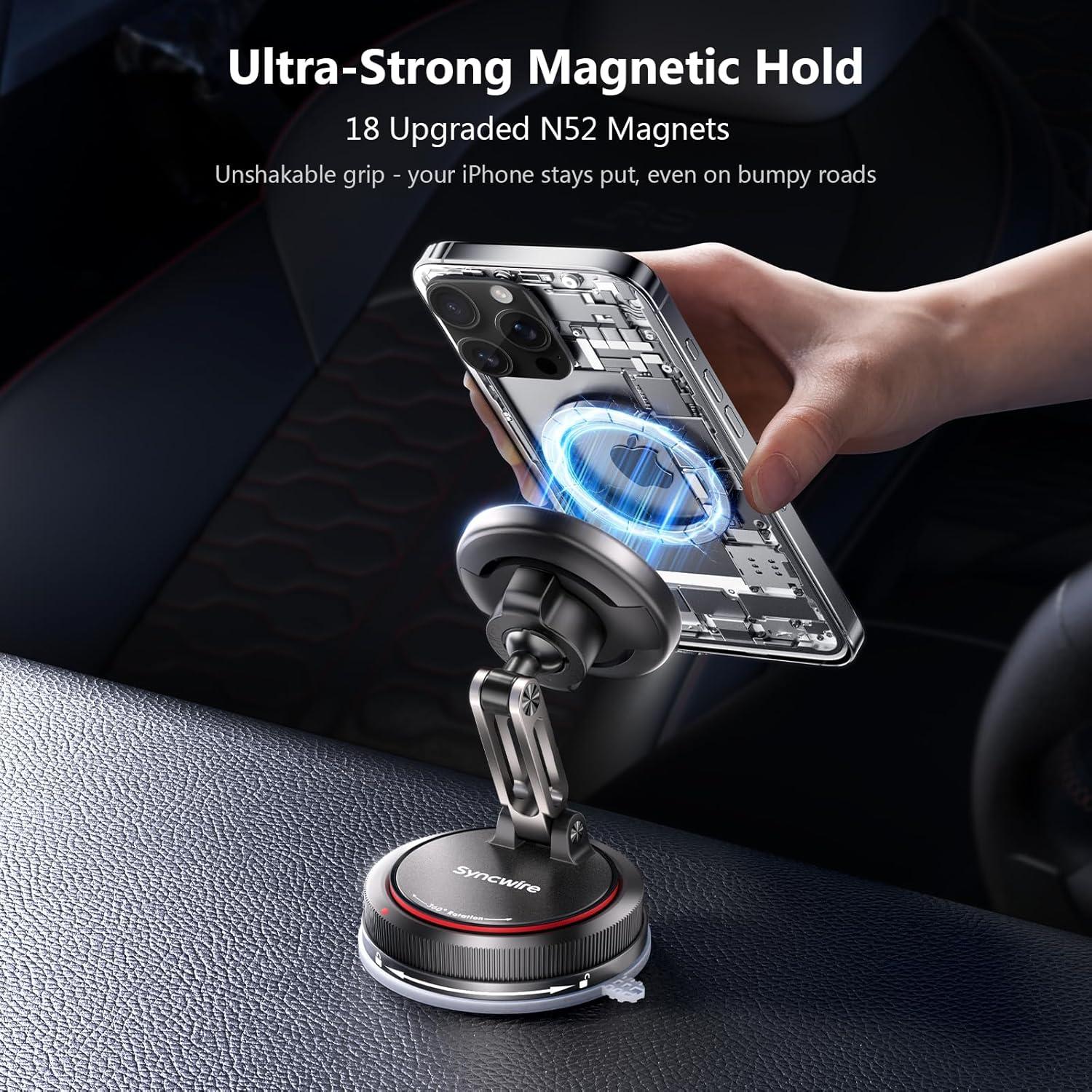 Soporte de Coche MagSafe SYNCWIRE 2 Ejes Negro Ajustable