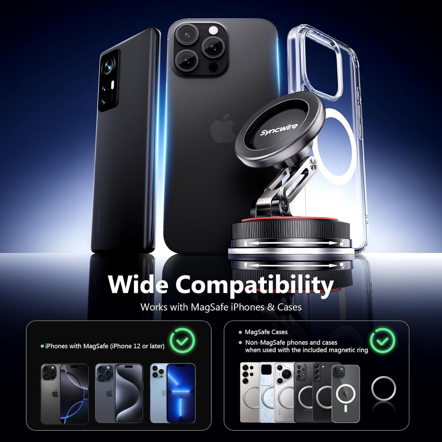 Soporte de Coche MagSafe SYNCWIRE 2 Ejes Negro Ajustable