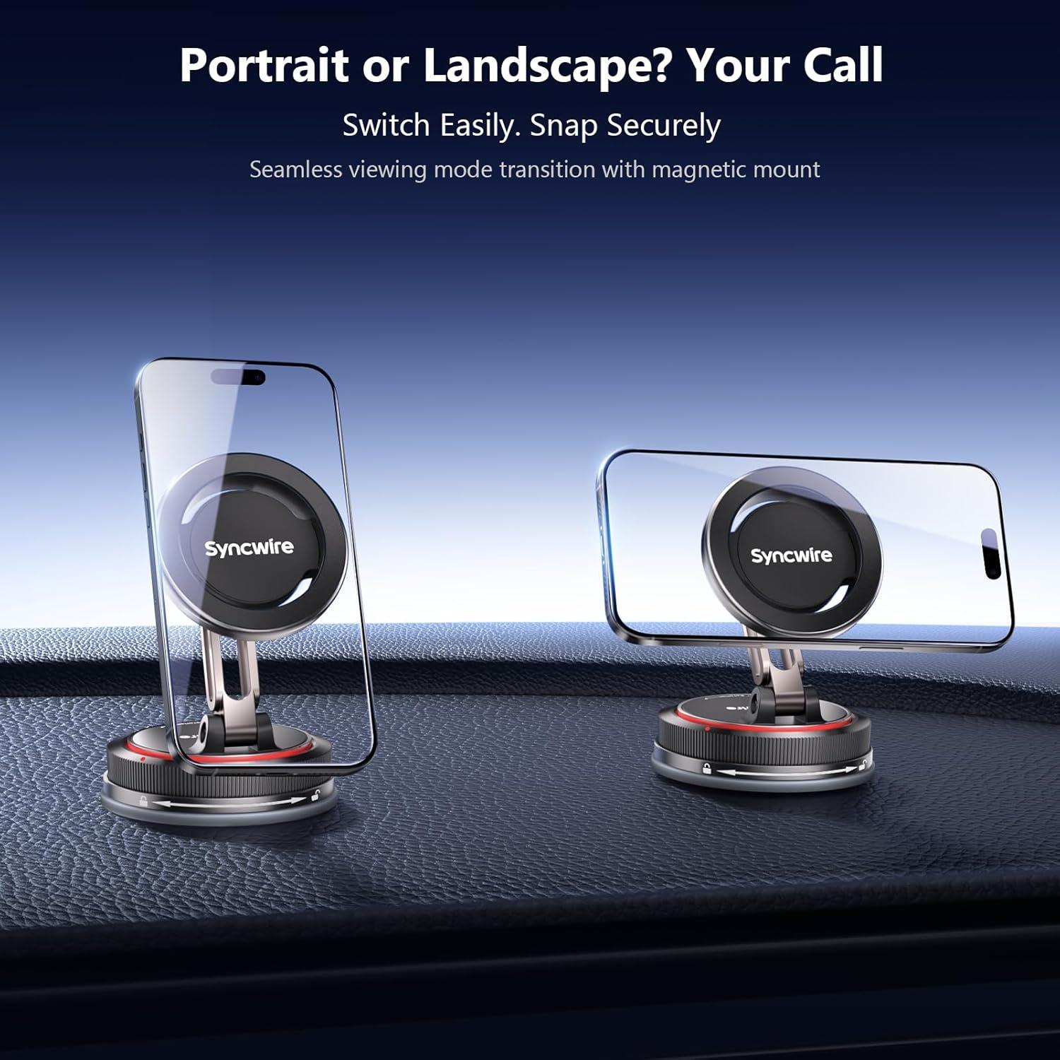 Soporte de Coche MagSafe SYNCWIRE 2 Ejes Negro Ajustable