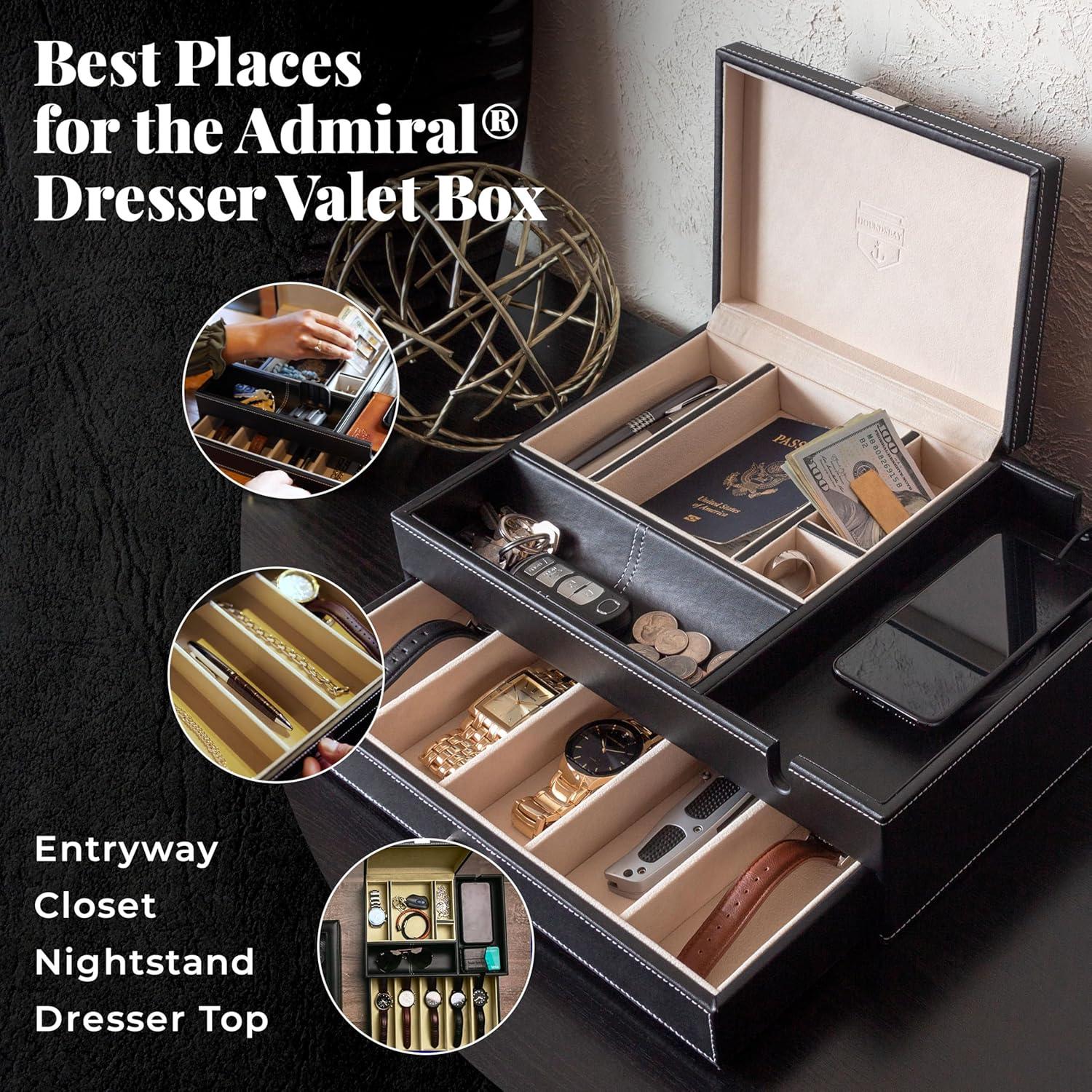 Caja de Joyería HOUNDSBAY Almirante para Hombres - Organizador con Carga