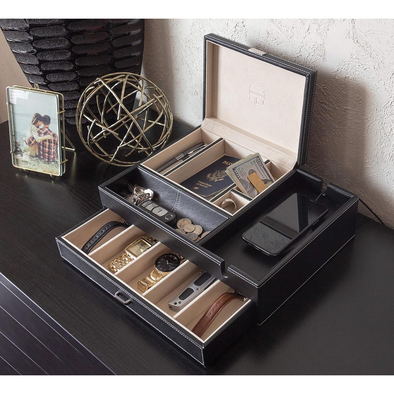 Caja de Joyería HOUNDSBAY Almirante para Hombres - Organizador con Carga