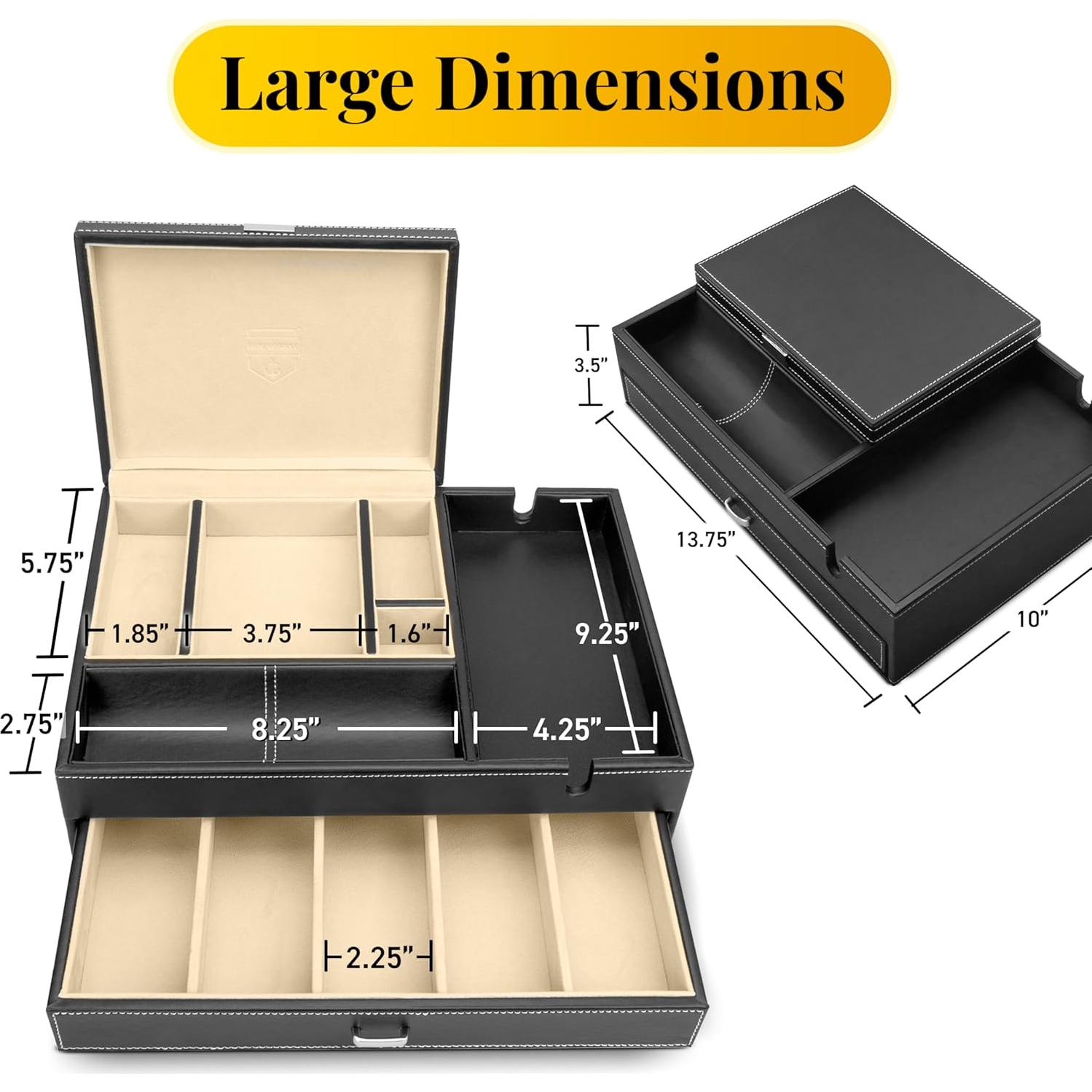 Caja de Joyería HOUNDSBAY Almirante para Hombres - Organizador con Carga