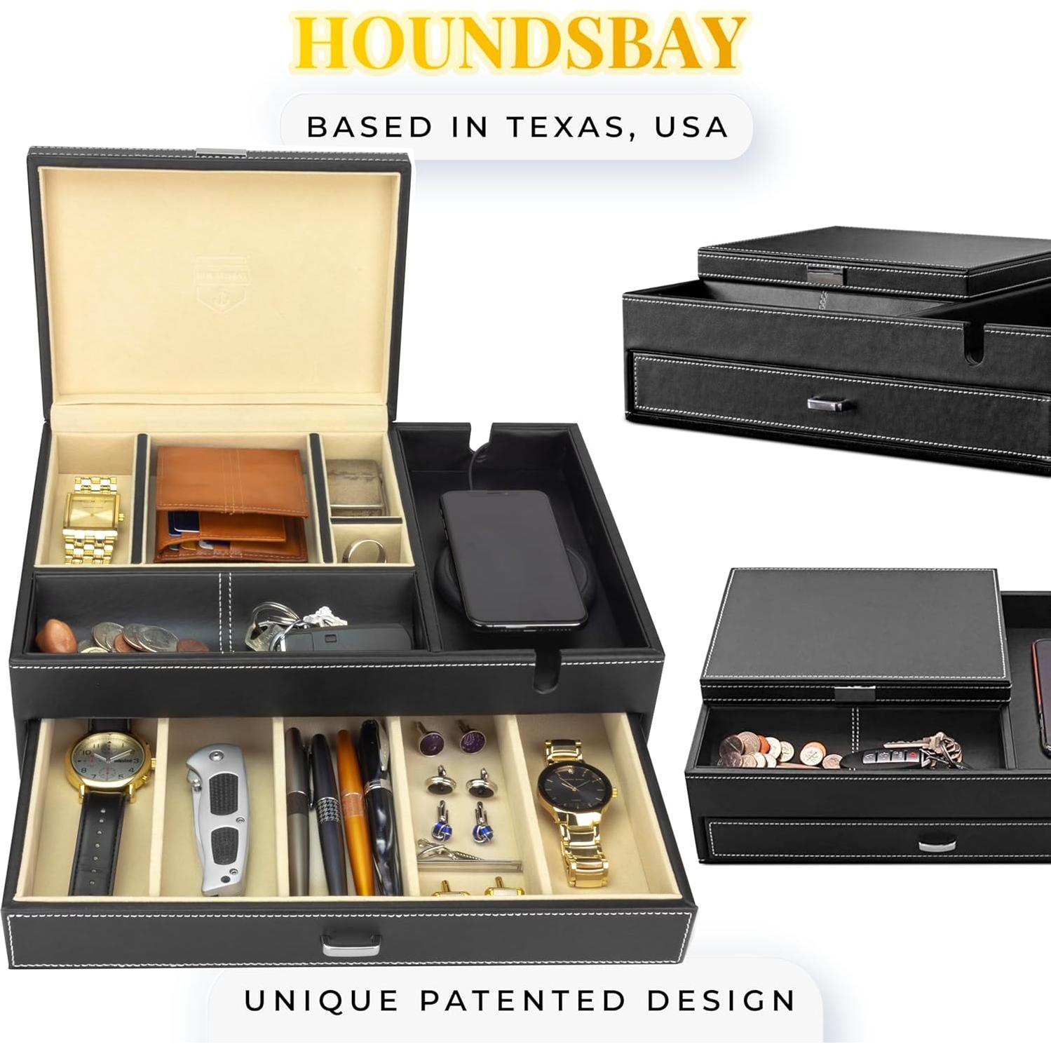 Caja de Joyería HOUNDSBAY Almirante para Hombres - Organizador con Carga