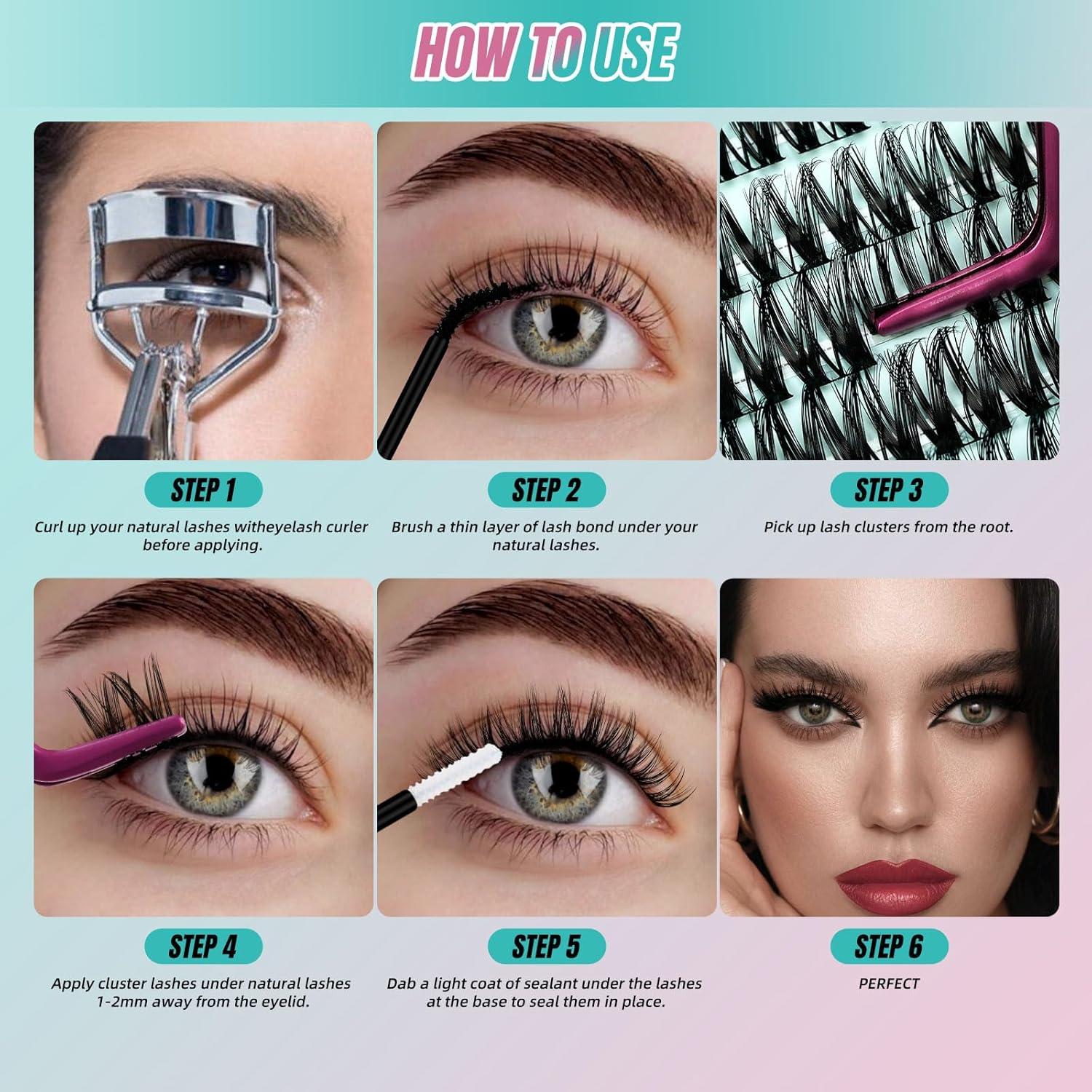 Kit de Extensión de Pestañas DIY 144 PCS ALASH 8-16mm