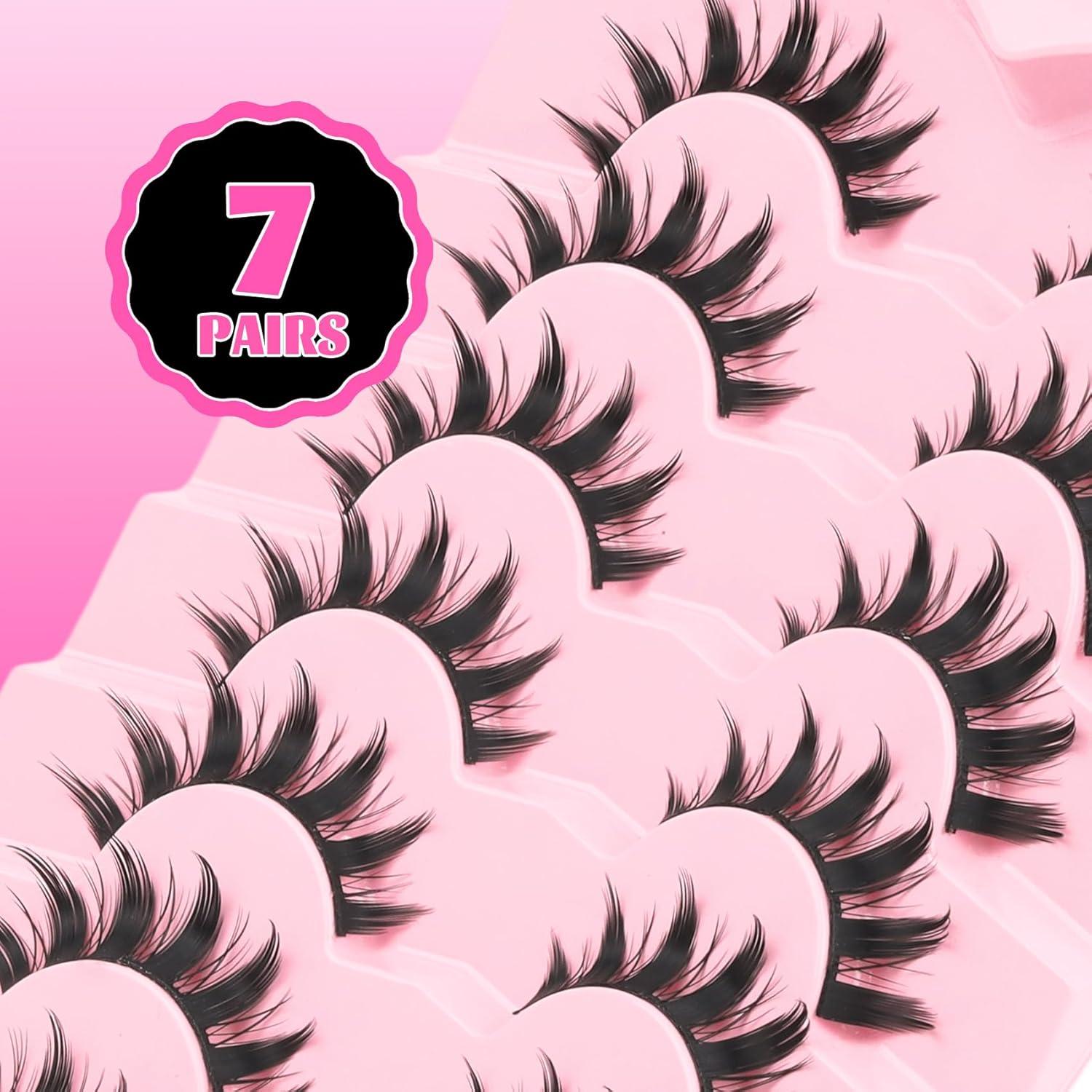 Pestañas Falsas Veleasha 8D Manga Anime 7 Pares Algodón