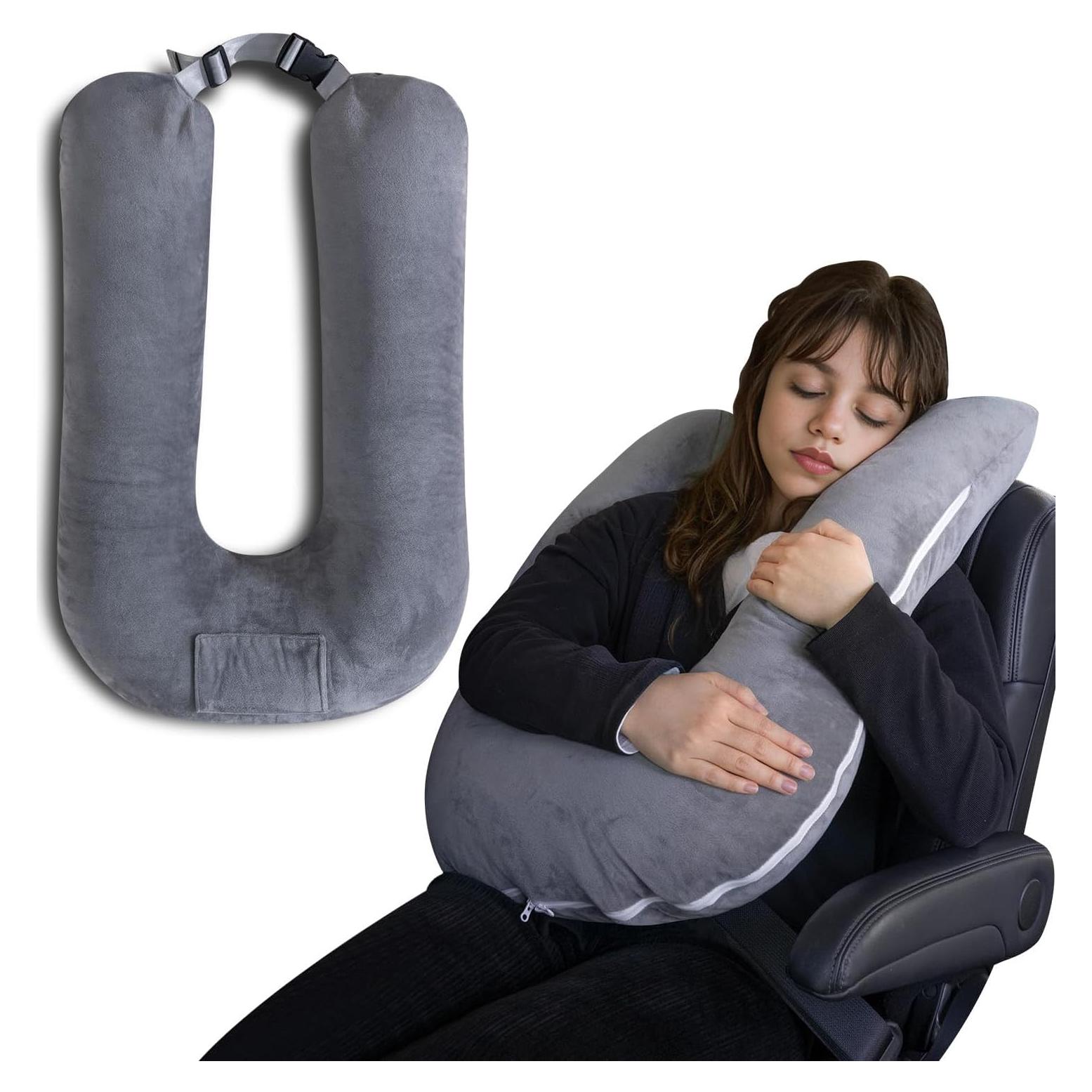 Almohada de Viaje QUEEN ROSE Ajustable Terciopelo Gris 68.6x45.7cm