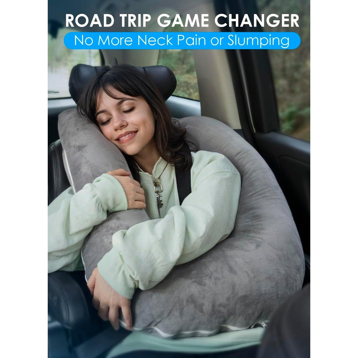 Almohada de Viaje QUEEN ROSE Ajustable Terciopelo Gris 68.6x45.7cm