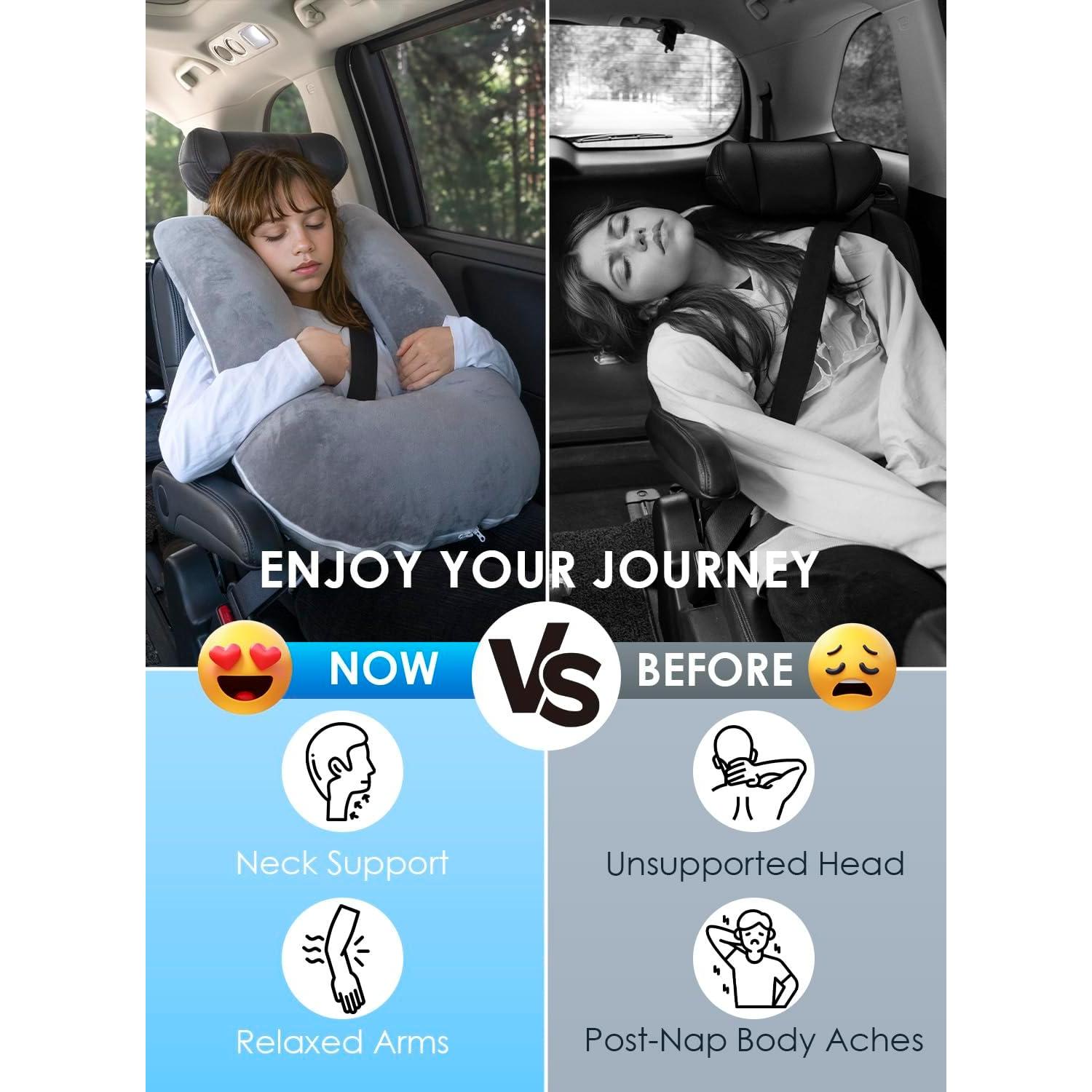 Almohada de Viaje QUEEN ROSE Ajustable Terciopelo Gris 68.6x45.7cm