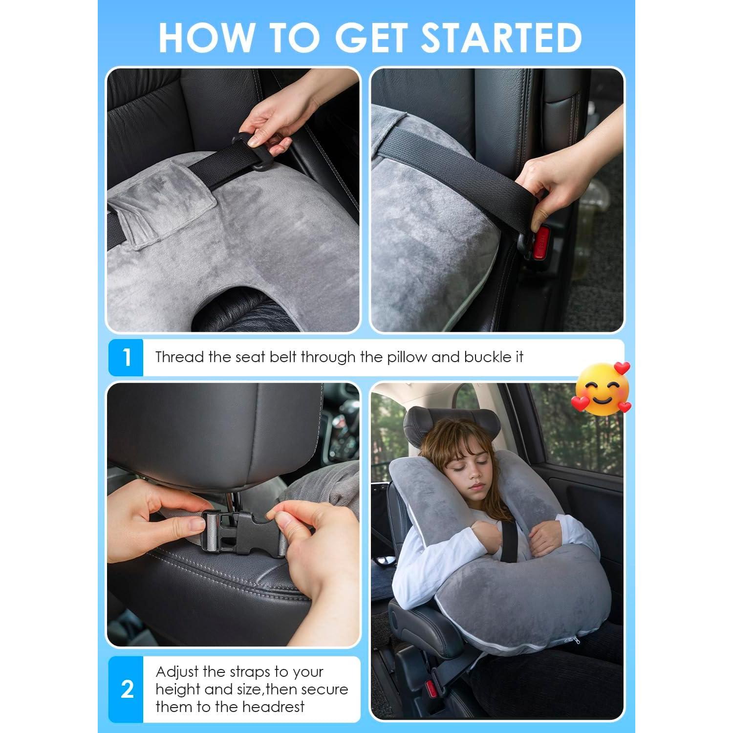 Almohada de Viaje QUEEN ROSE Ajustable Terciopelo Gris 68.6x45.7cm