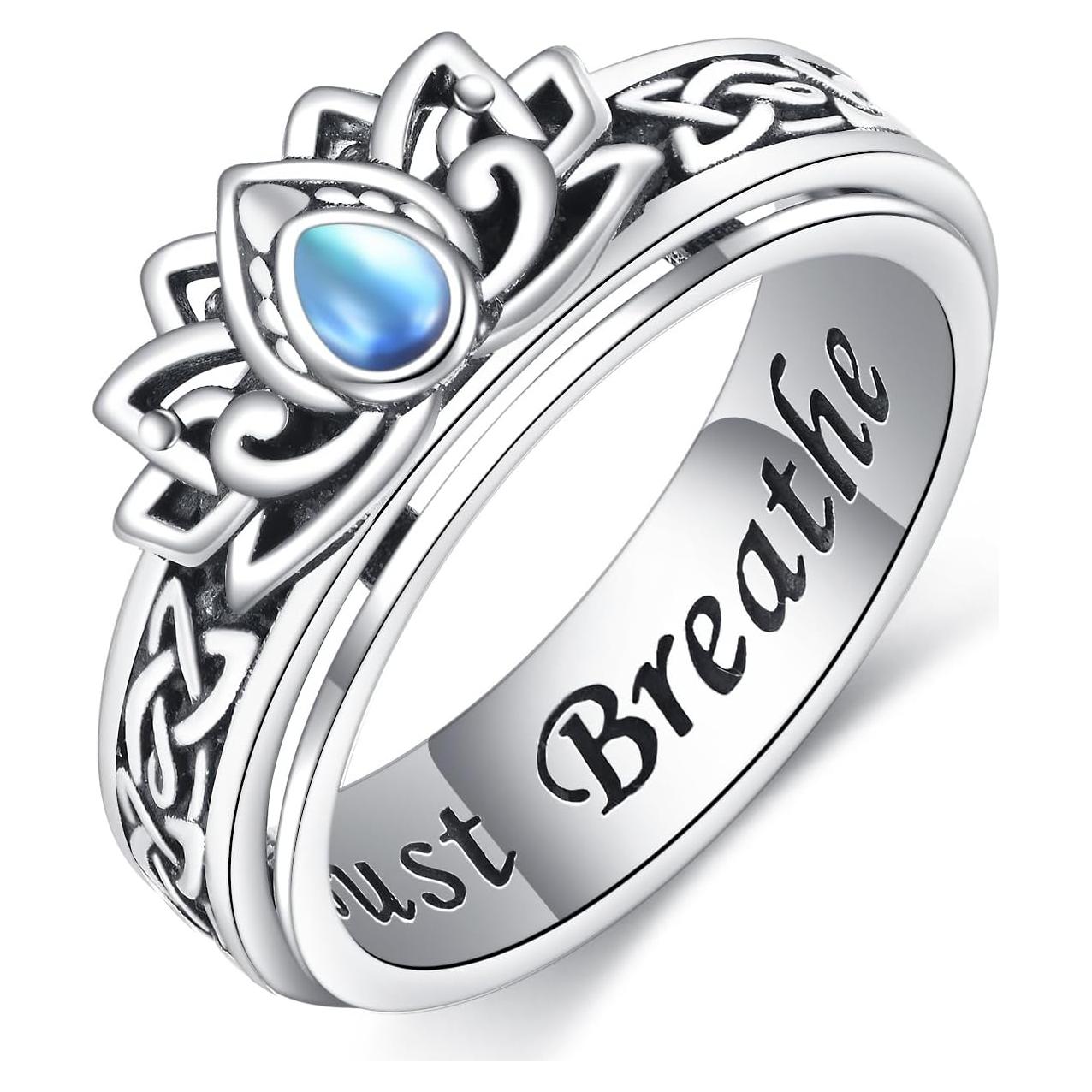 Anillo giratorio de fidget de plata esterlina 925 para ansiedad