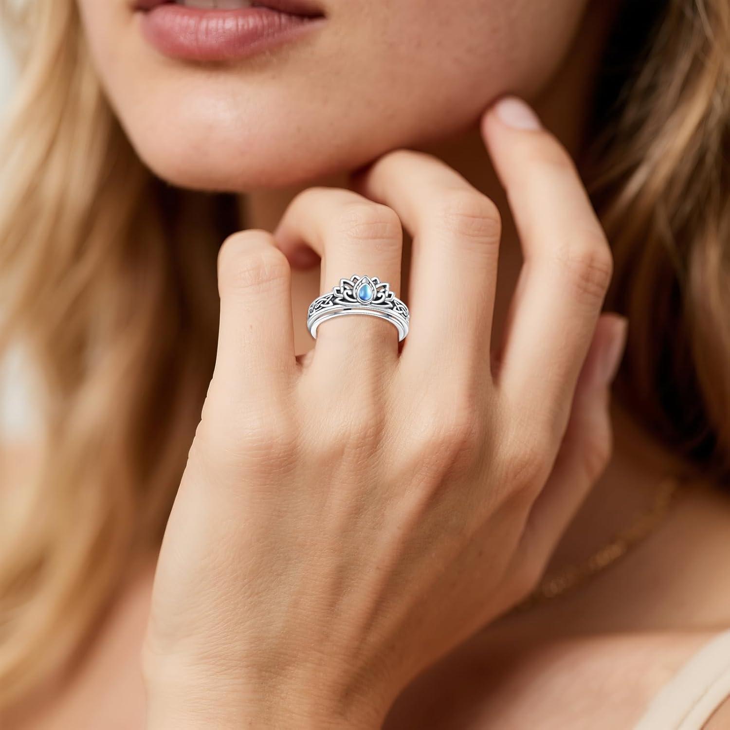 Anillo giratorio de fidget de plata esterlina 925 para ansiedad