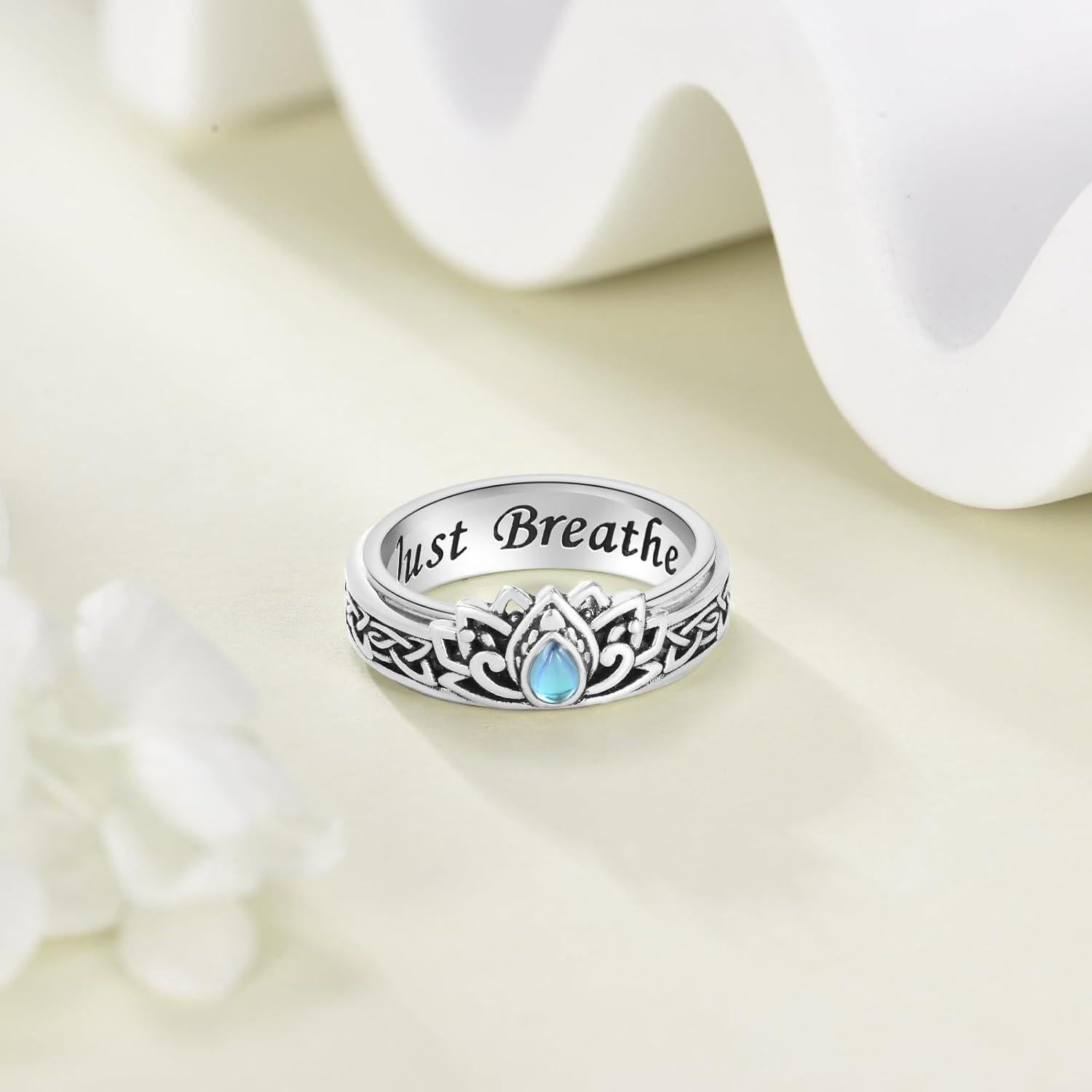 Anillo giratorio de fidget de plata esterlina 925 para ansiedad