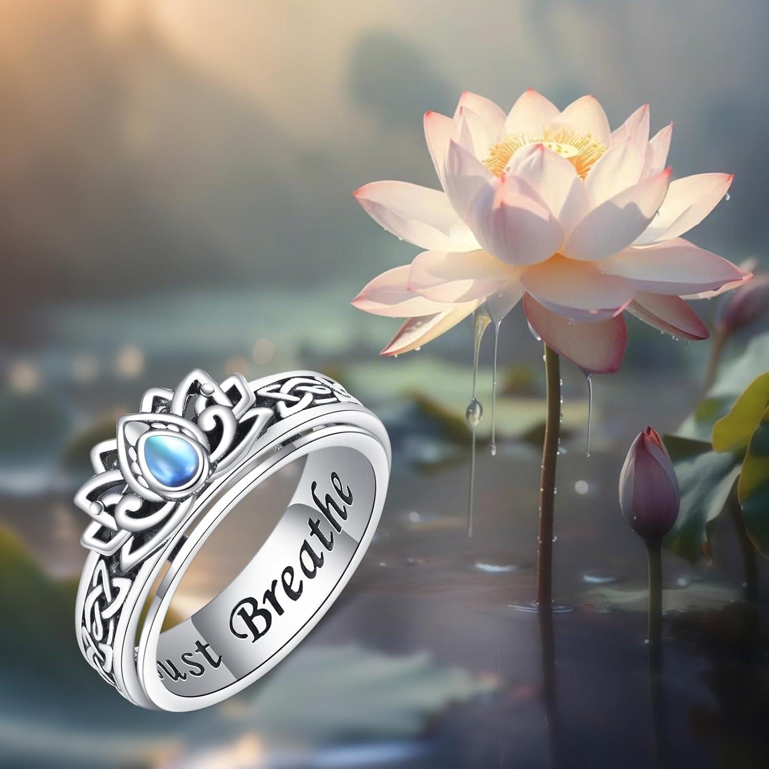Anillo giratorio de fidget de plata esterlina 925 para ansiedad