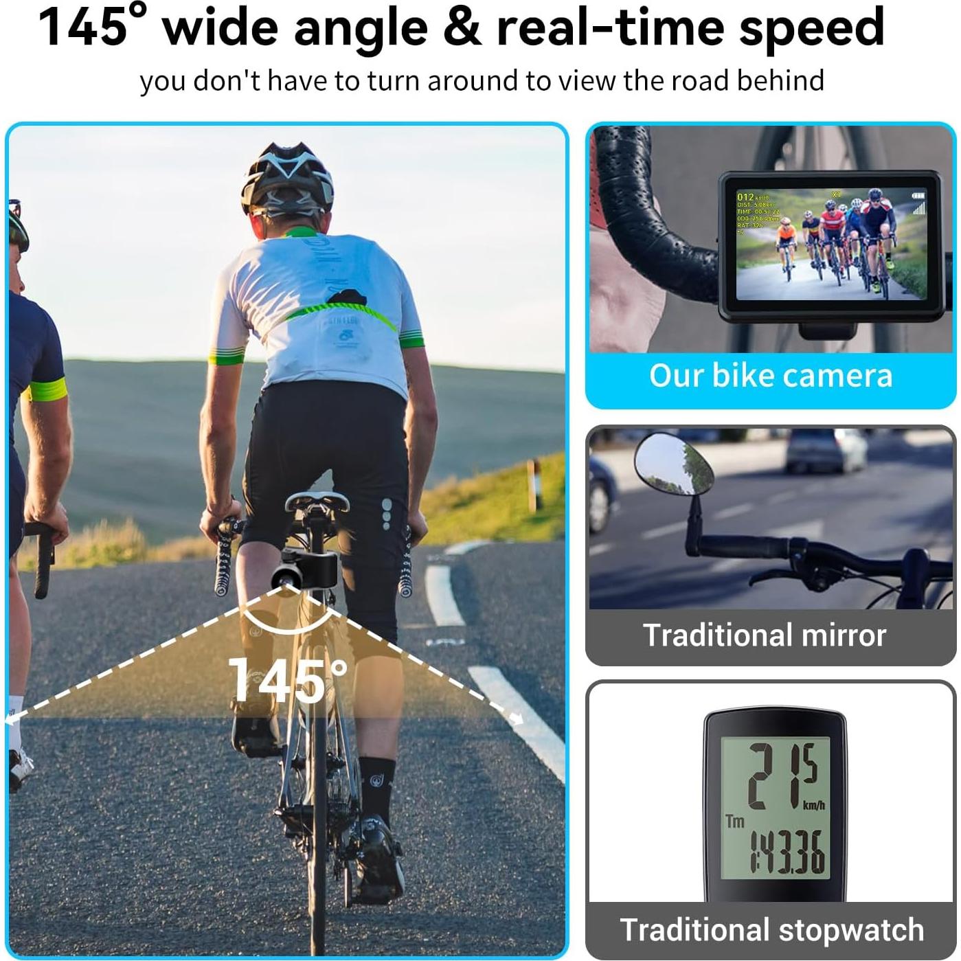 Cámara de Bicicleta FEISIKE con Pantalla HD 4.3" Inalámbrica