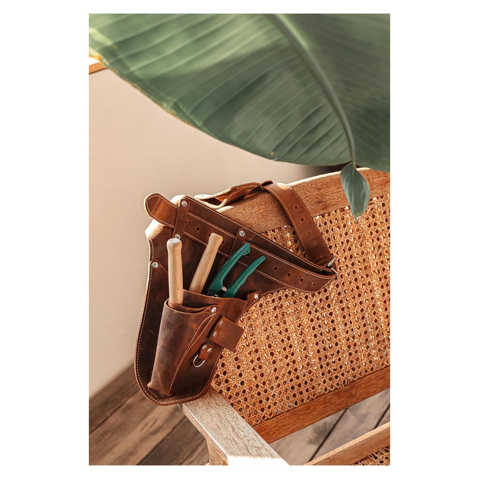 Cinturón de herramientas de cuero STAMESKY marrón con grabado