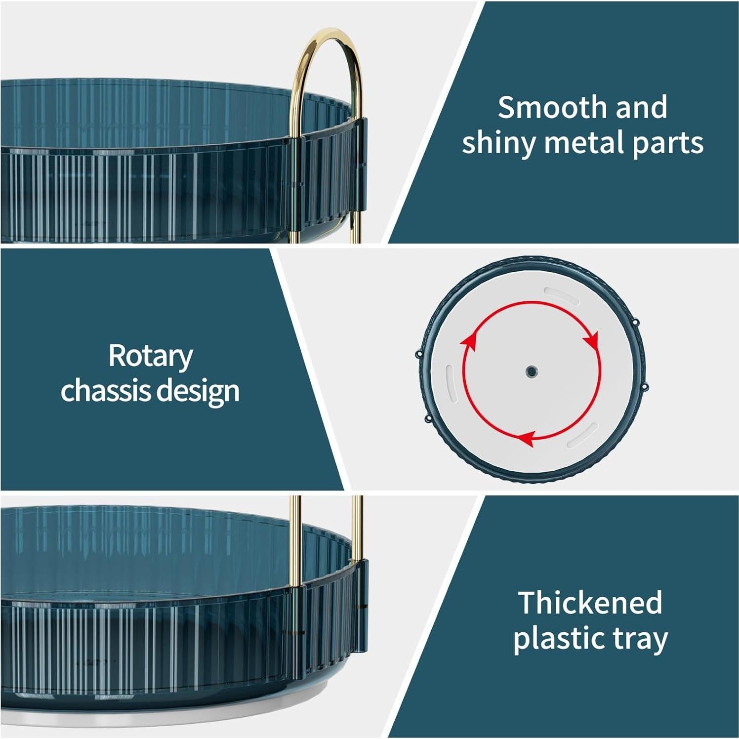 Organizador de Maquillaje Rotatorio Weidace 2 Niveles Azul