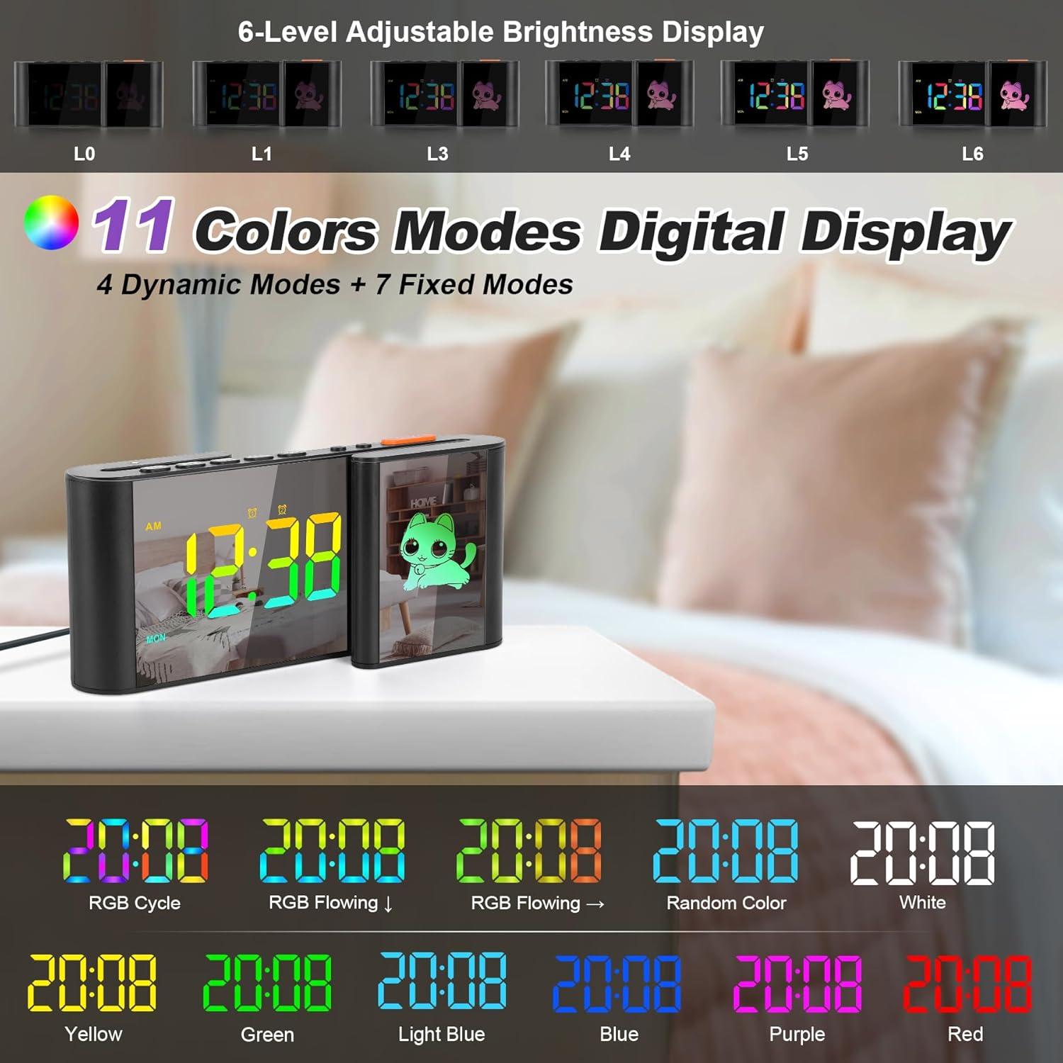 Reloj Despertador Digital SZELAM 7.2" RGB con Doble Alarma