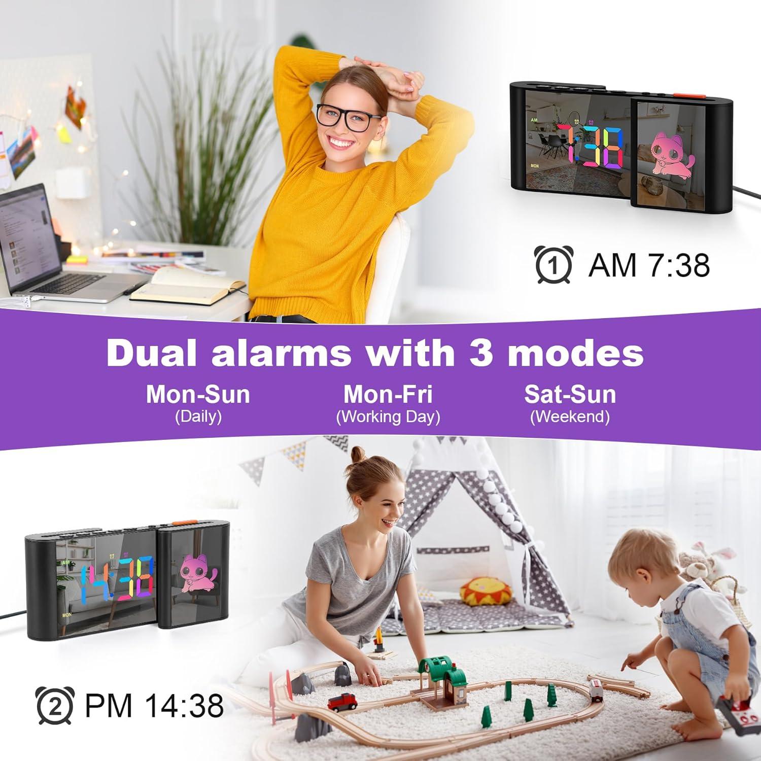 Reloj Despertador Digital SZELAM 7.2" RGB con Doble Alarma