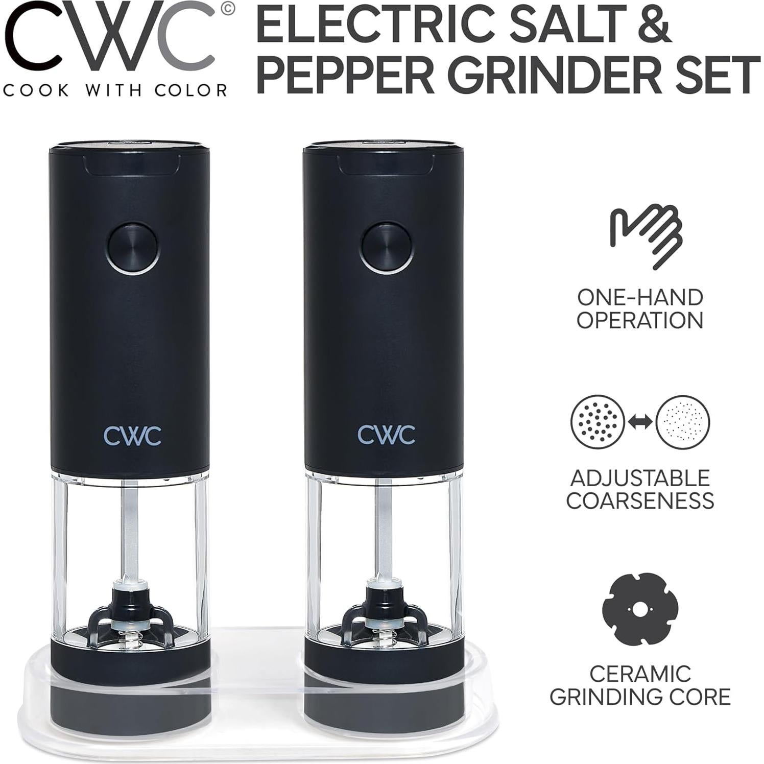 Set de 2 Molinillos Eléctricos de Sal y Pimienta COOK WITH COLOR, Negro