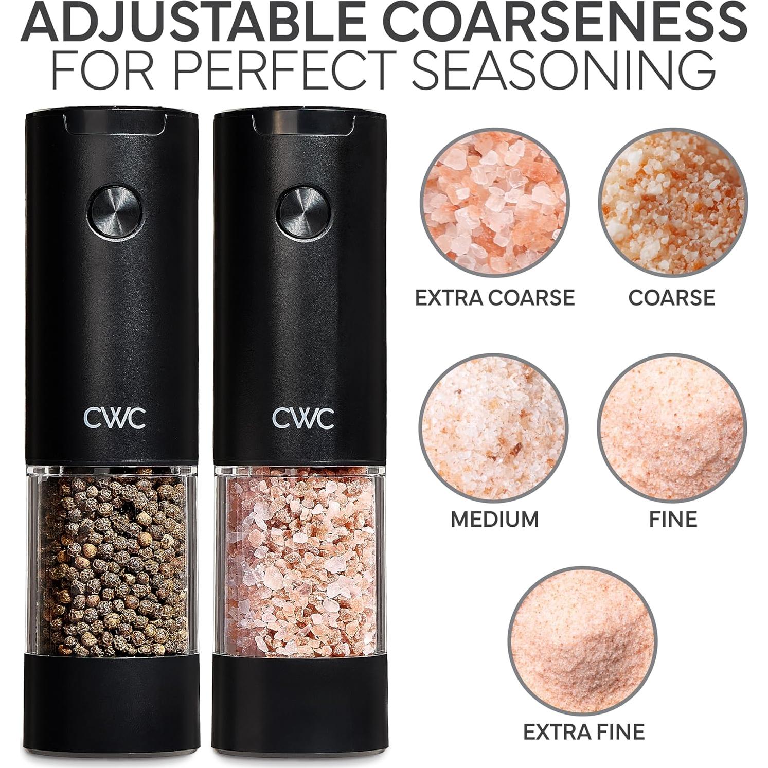 Set de 2 Molinillos Eléctricos de Sal y Pimienta COOK WITH COLOR, Negro