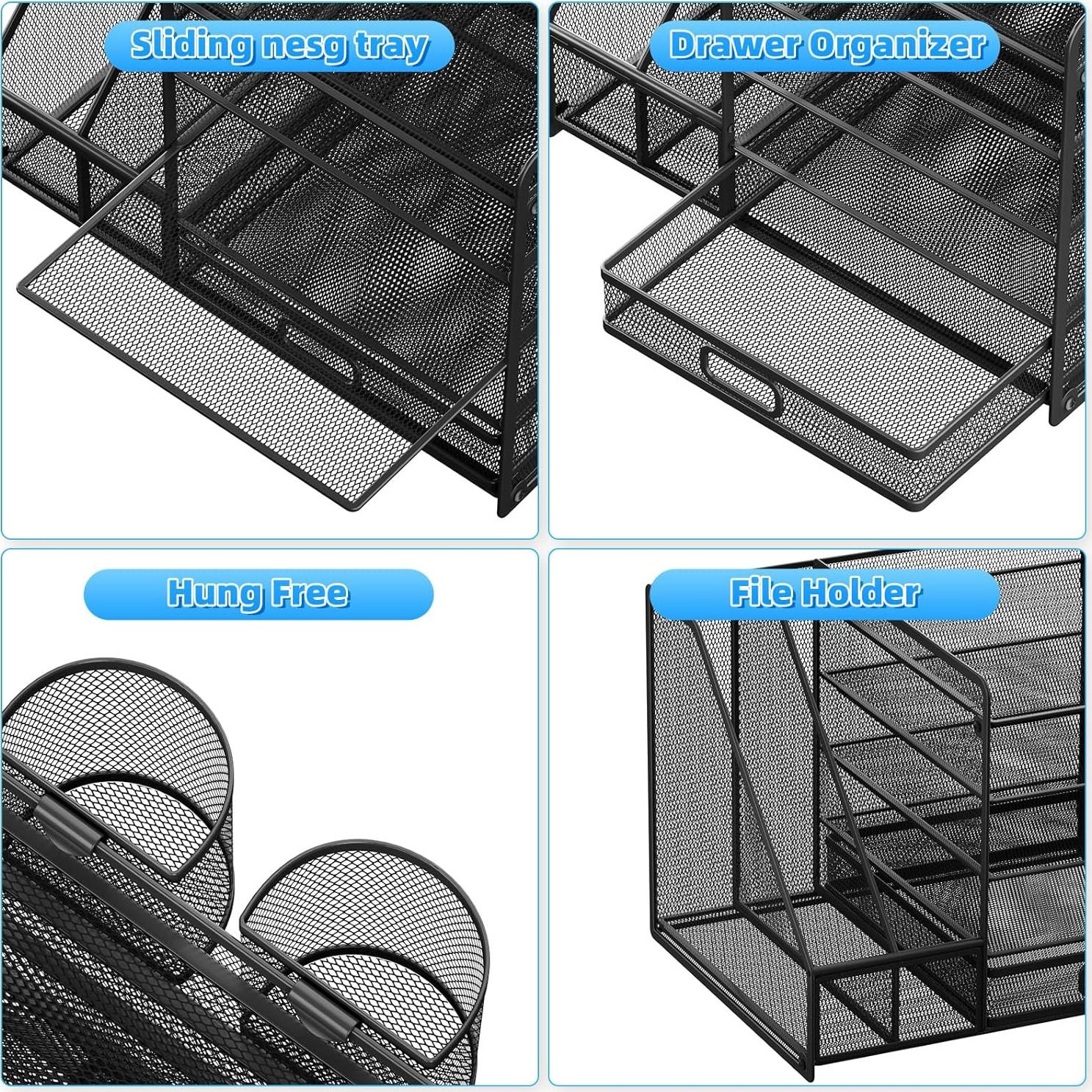 Organizador de Escritorio Lavatino 5 Niveles con Cajón Negro