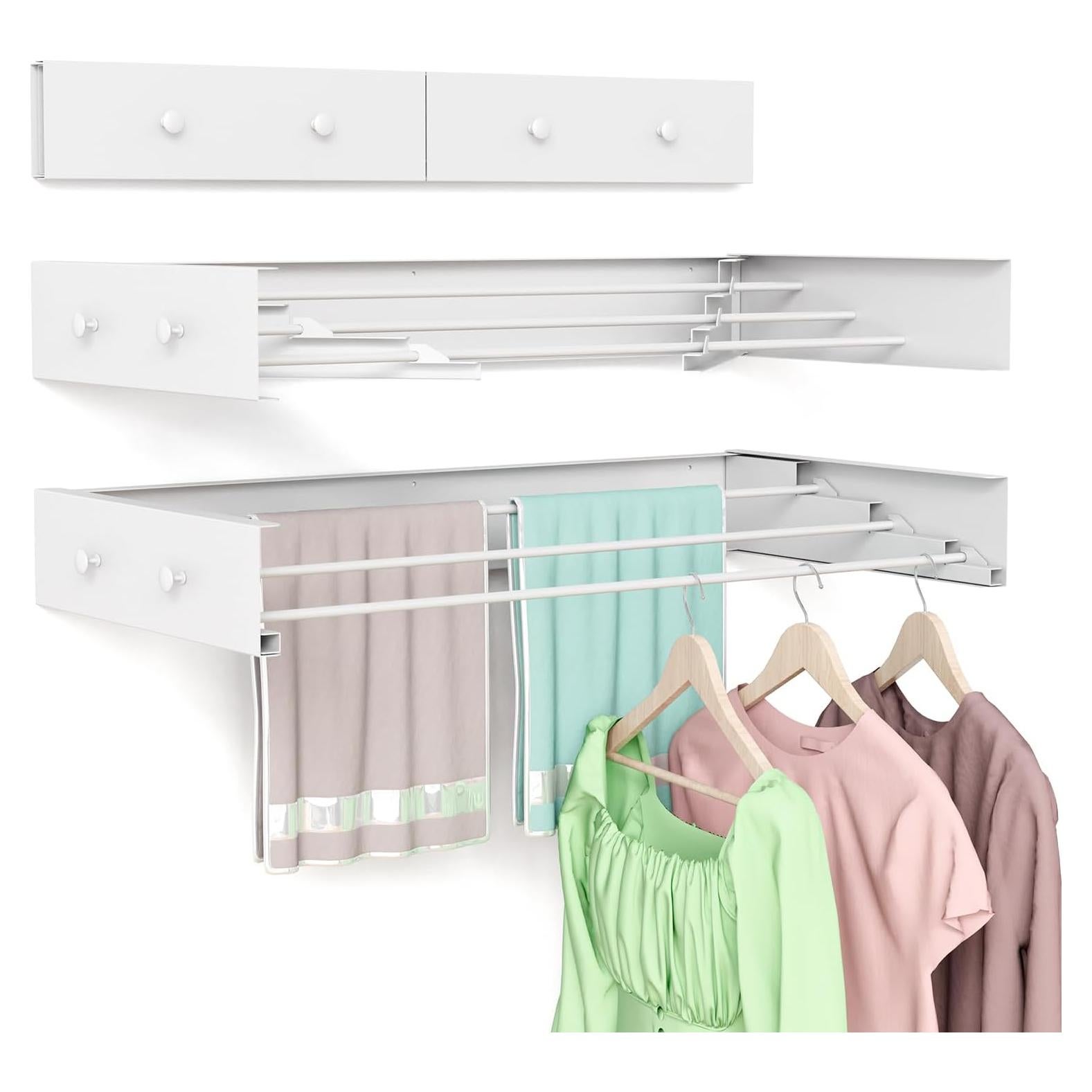 Estante de Secado Plegable BAKON 50.3 cm Montado en Pared Blanco