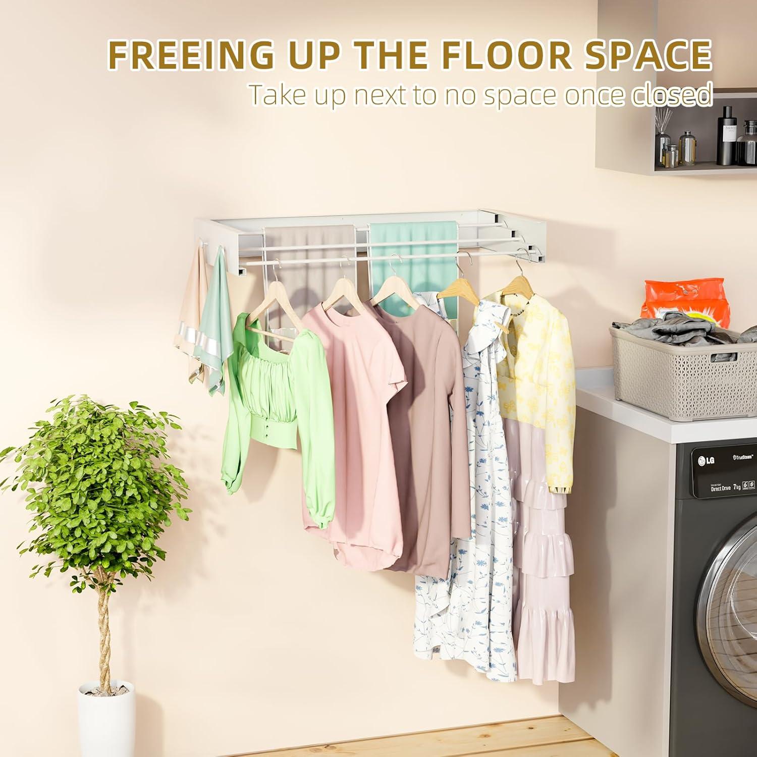 Estante de Secado Plegable BAKON 50.3 cm Montado en Pared Blanco