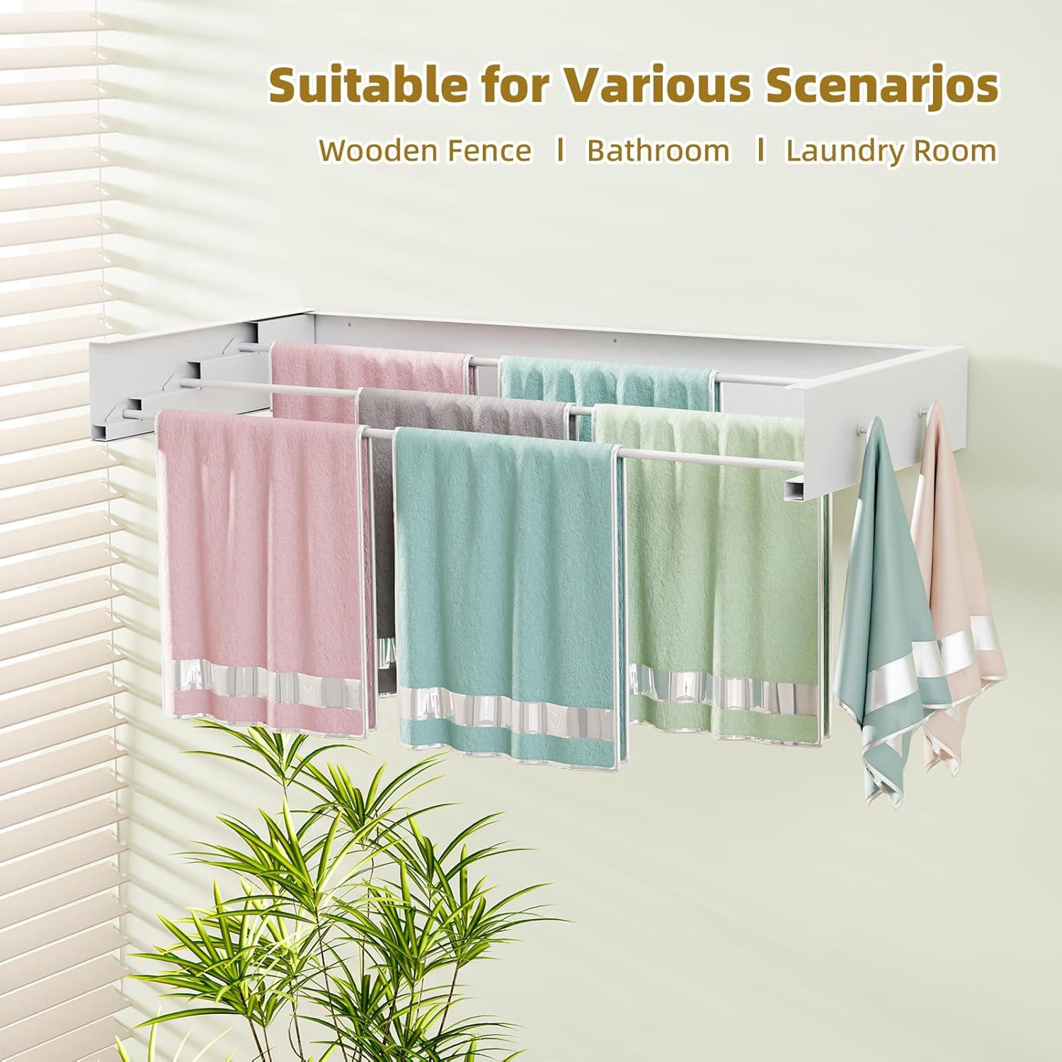 Estante de Secado Plegable BAKON 50.3 cm Montado en Pared Blanco