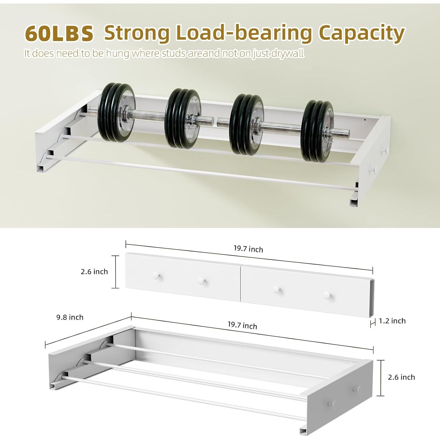 Estante de Secado Plegable BAKON 50.3 cm Montado en Pared Blanco