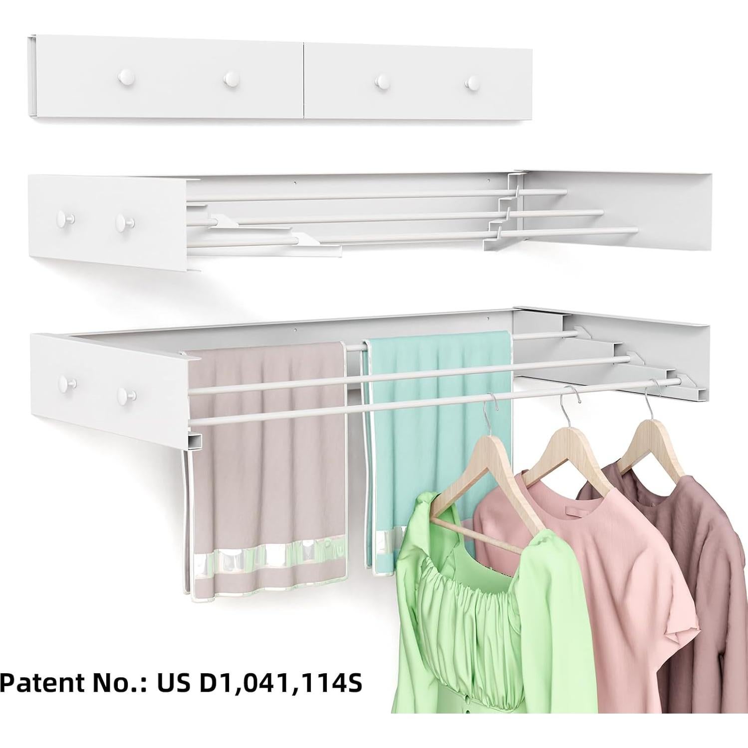 Estante de Secado Plegable BAKON 50.3 cm Montado en Pared Blanco