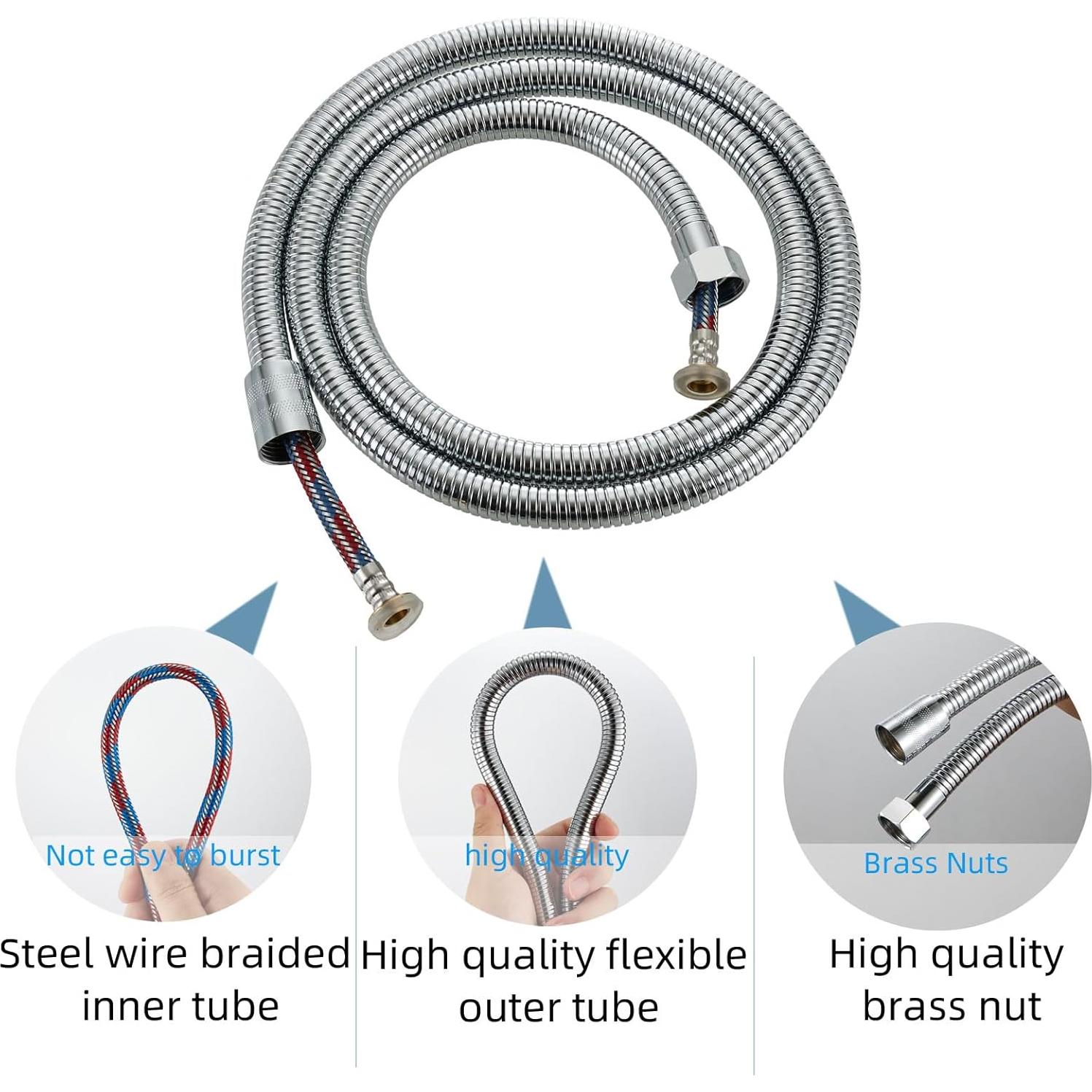 Cabezal de Ducha RV UYofo con Manguera 150 cm y Filtro