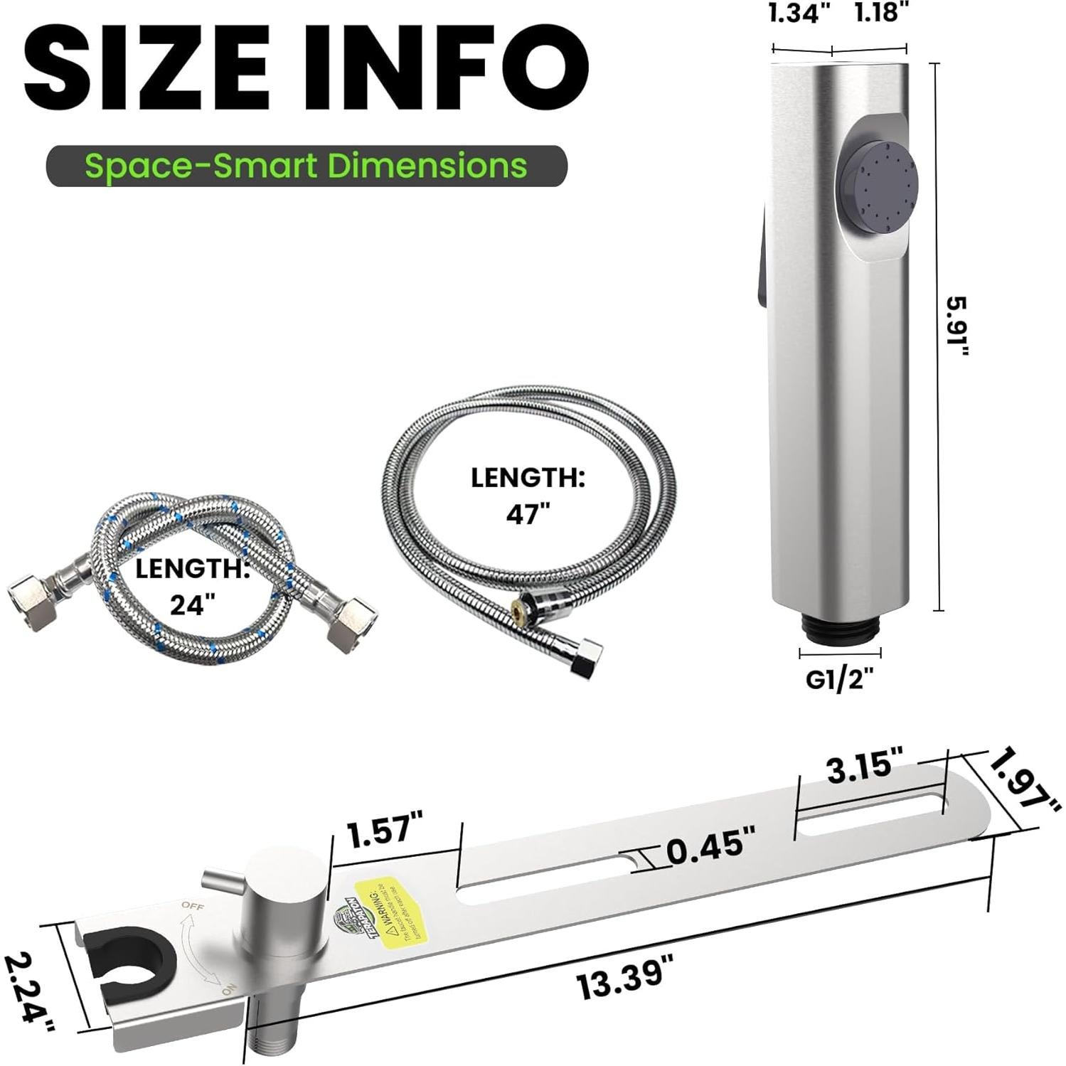 RV Bidet Sprayer with Stainless Steel Holster, Side-Mounted Handheld Bidet with Hose, Sprayer, RV Fitting, Shut-Off Handle, For RV, Motorhomes, Travel Trailers & Campers Toilet (Chrome-SideMount)