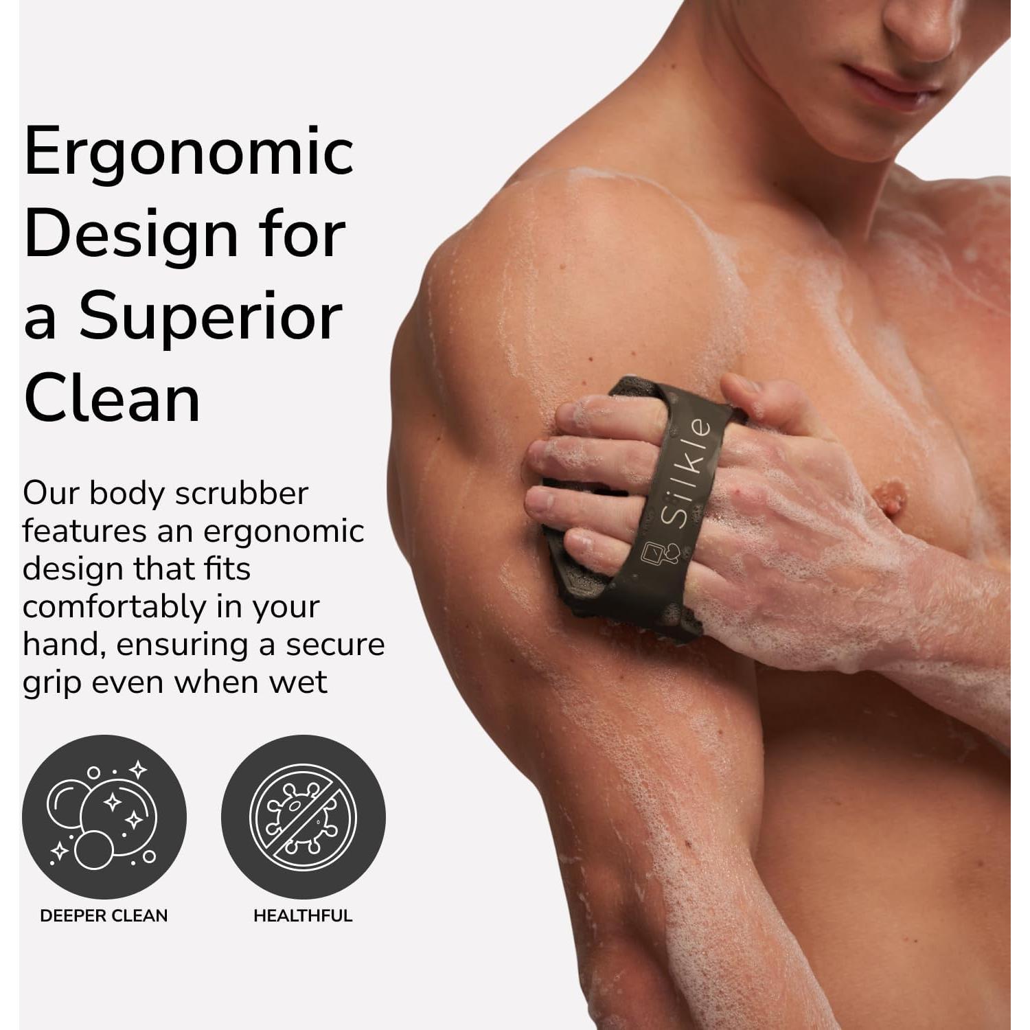 Esponja de Silicona Exfoliante SILKLE - Cepillo de Baño Negro