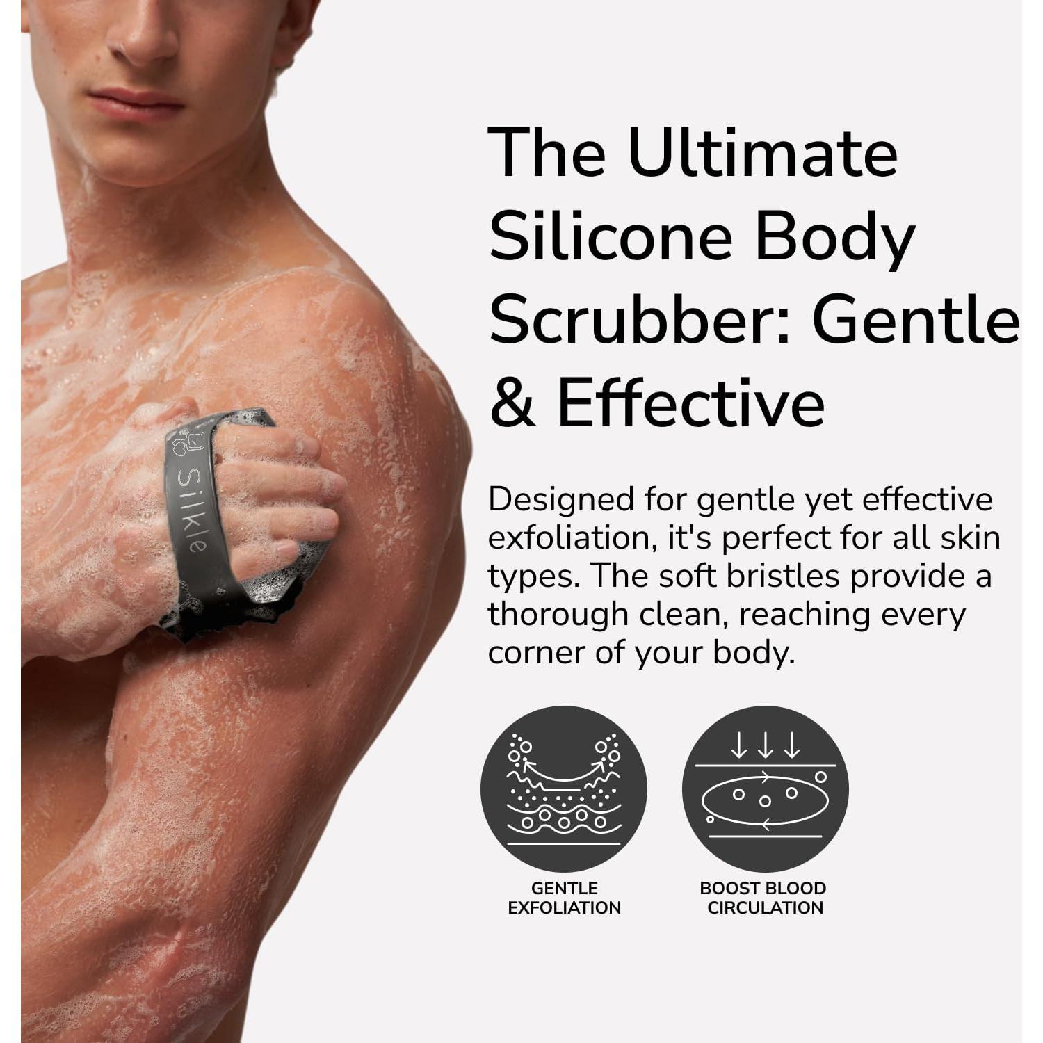 Esponja de Silicona Exfoliante SILKLE - Cepillo de Baño Negro