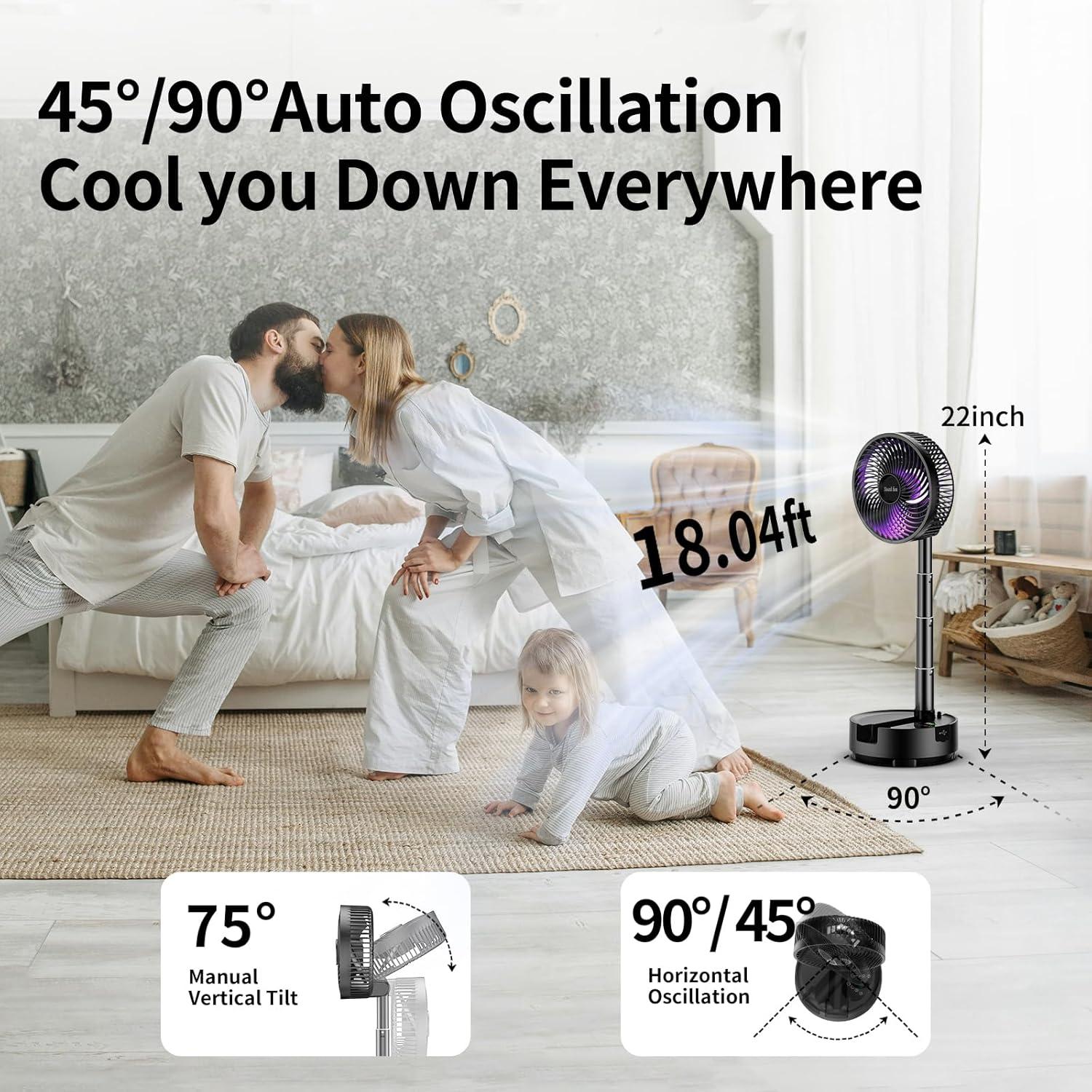 Ventilador Portátil Socool 20000mAh 8 Pulgadas Oscilante LED