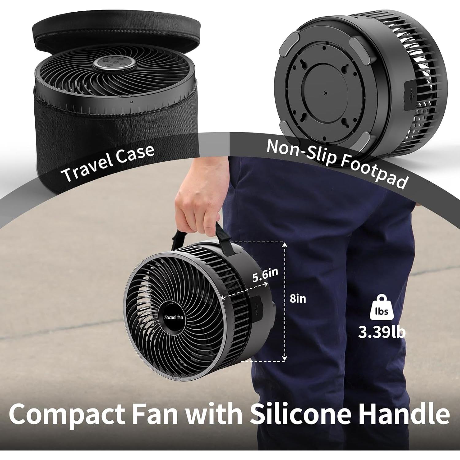 Ventilador Portátil Socool 20000mAh 8 Pulgadas Oscilante LED