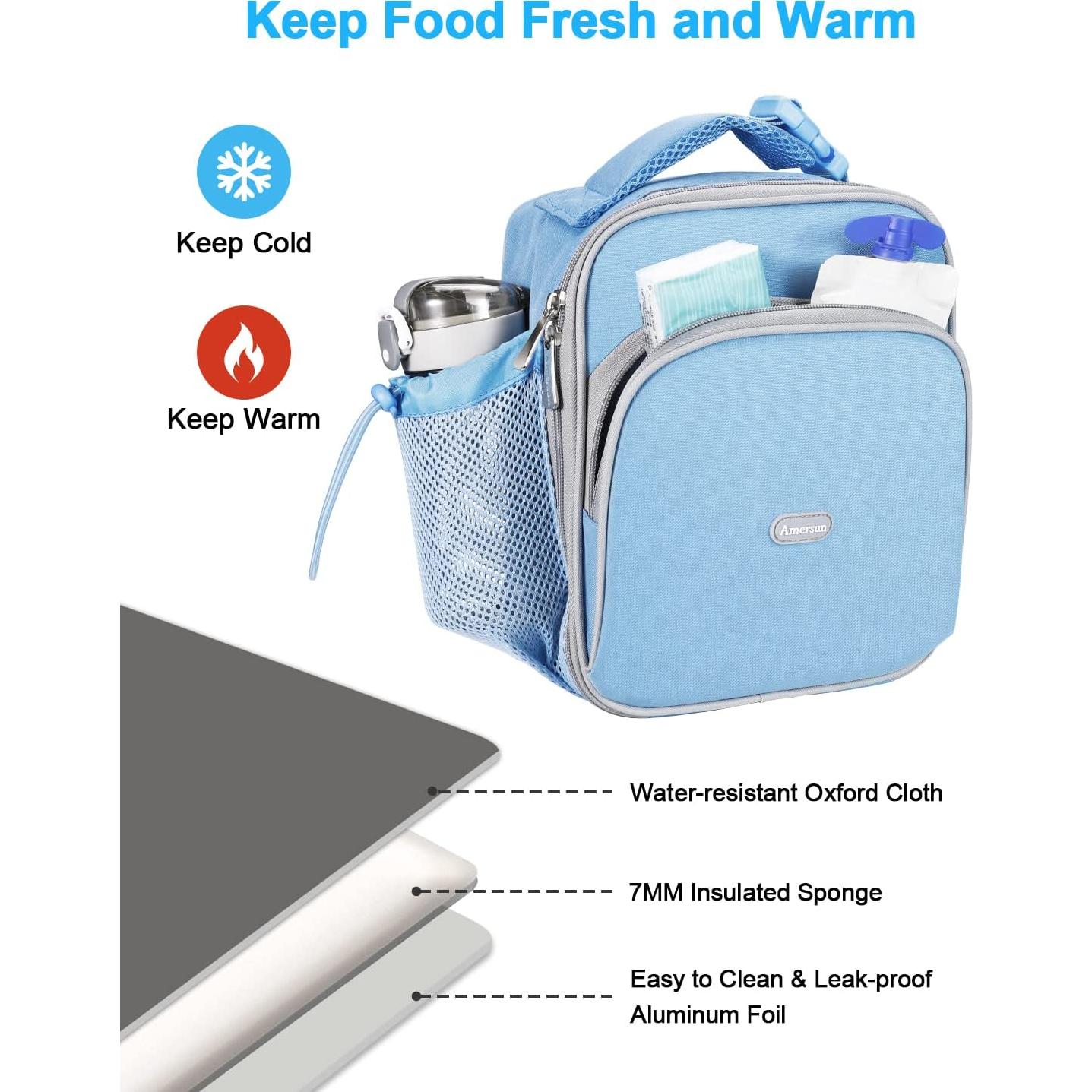 Caja de Almuerzo Amersun Azul Bebé con Aislamiento 7MM