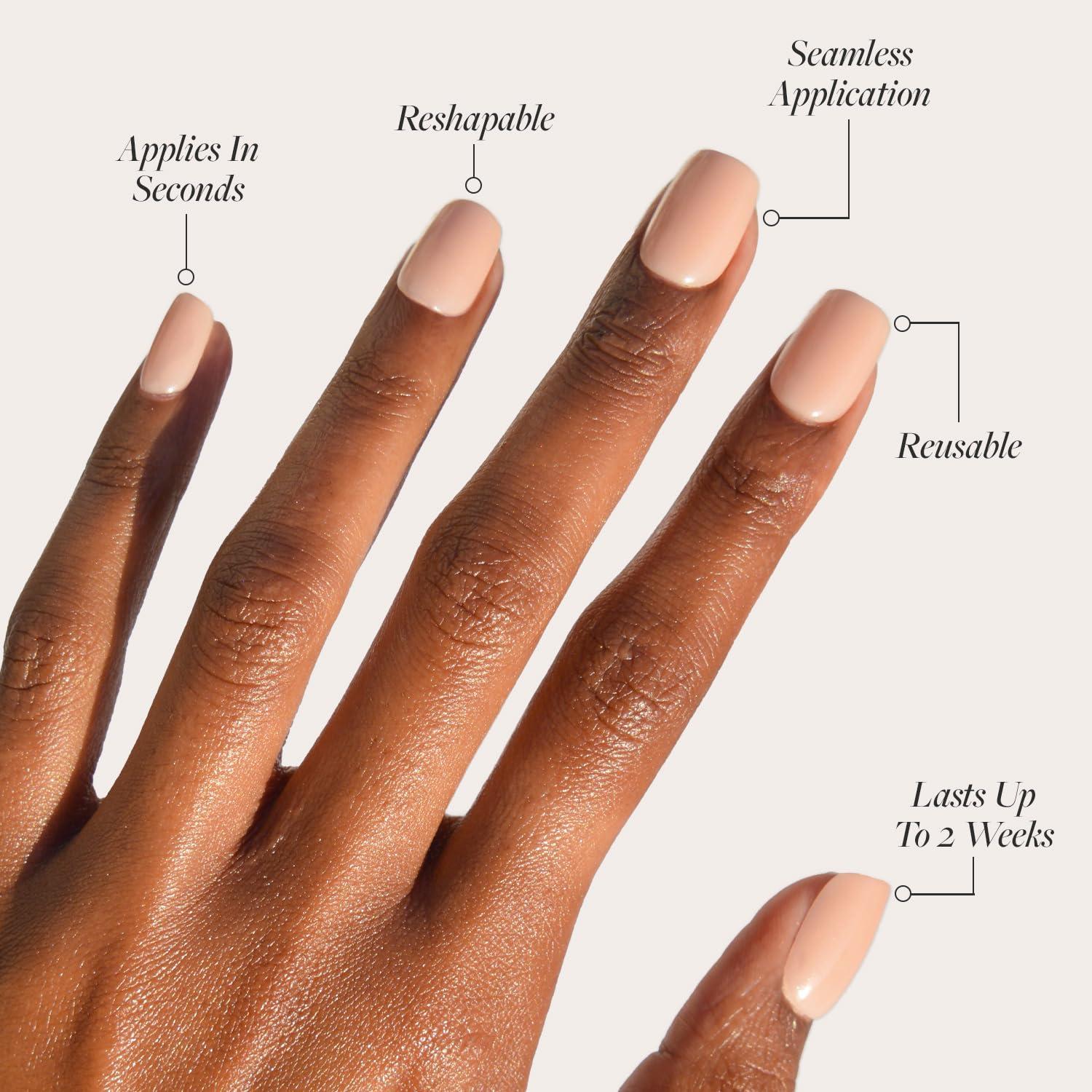 Uñas Postizas Glamnetic Squoval Nude Reutilizables 30 Pzas