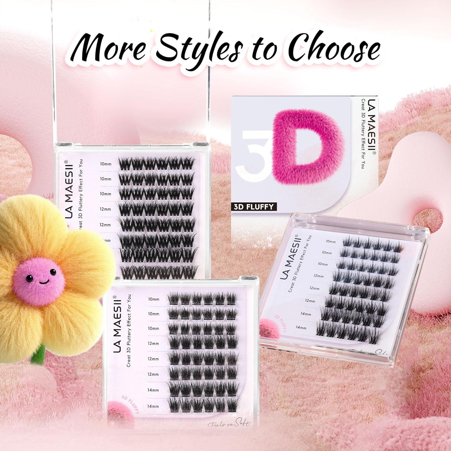 Grupos de Pestañas Wispy 3D LA MAESII 10-14mm C Curl Suaves