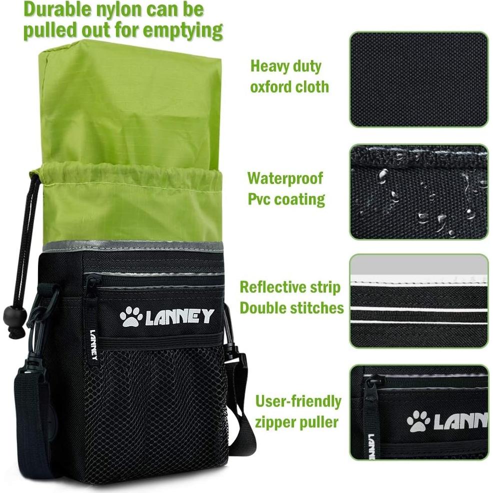 Bolsa de Golosinas para Perros LANNEY - Negro y Verde, 19.1cm
