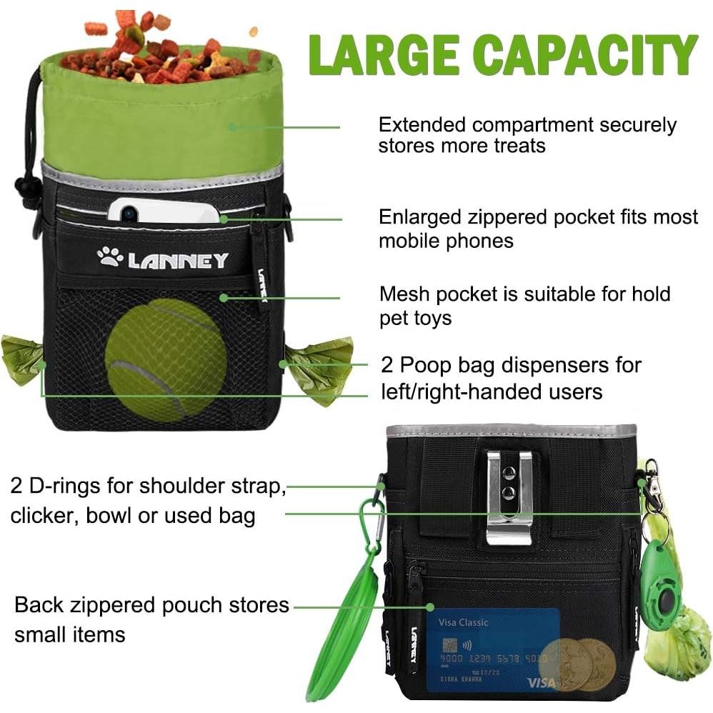 Bolsa de Golosinas para Perros LANNEY - Negro y Verde, 19.1cm