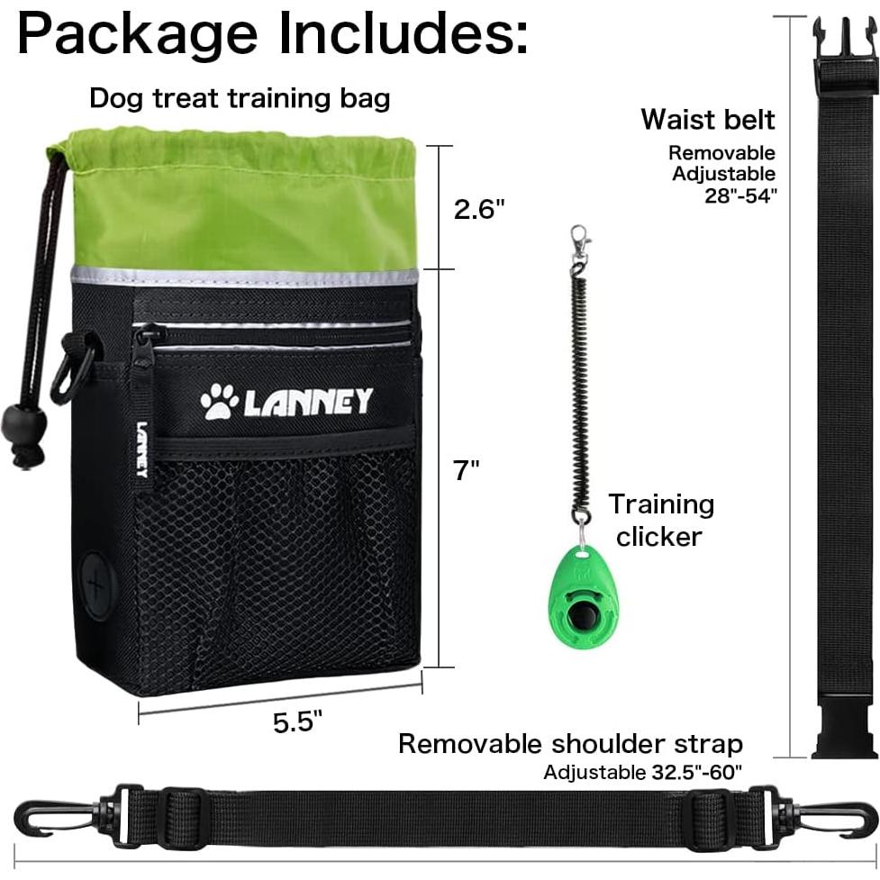 Bolsa de Golosinas para Perros LANNEY - Negro y Verde, 19.1cm