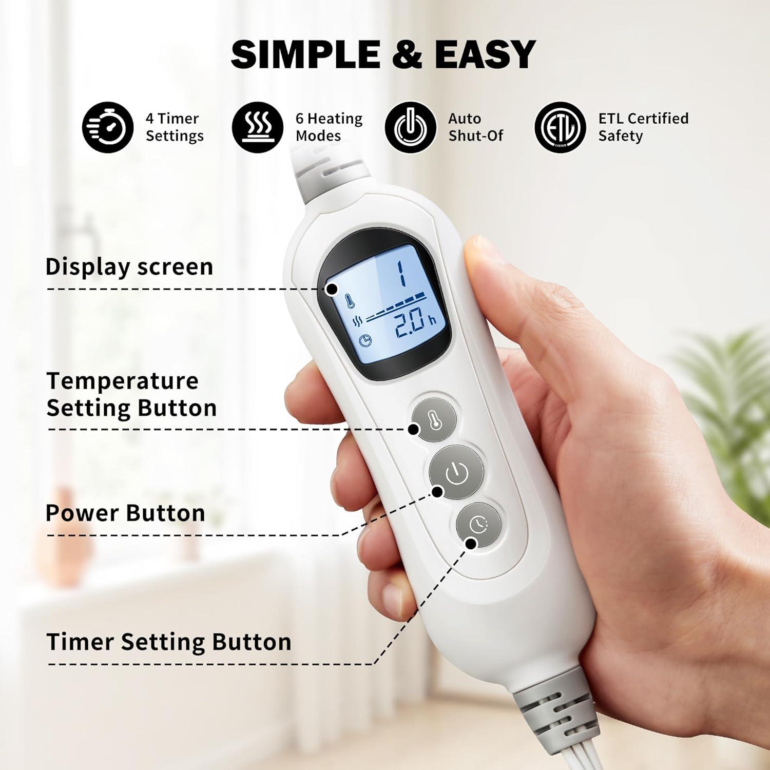 Almohadilla Calefactora Eléctrica para Cuello y Espalda Azul