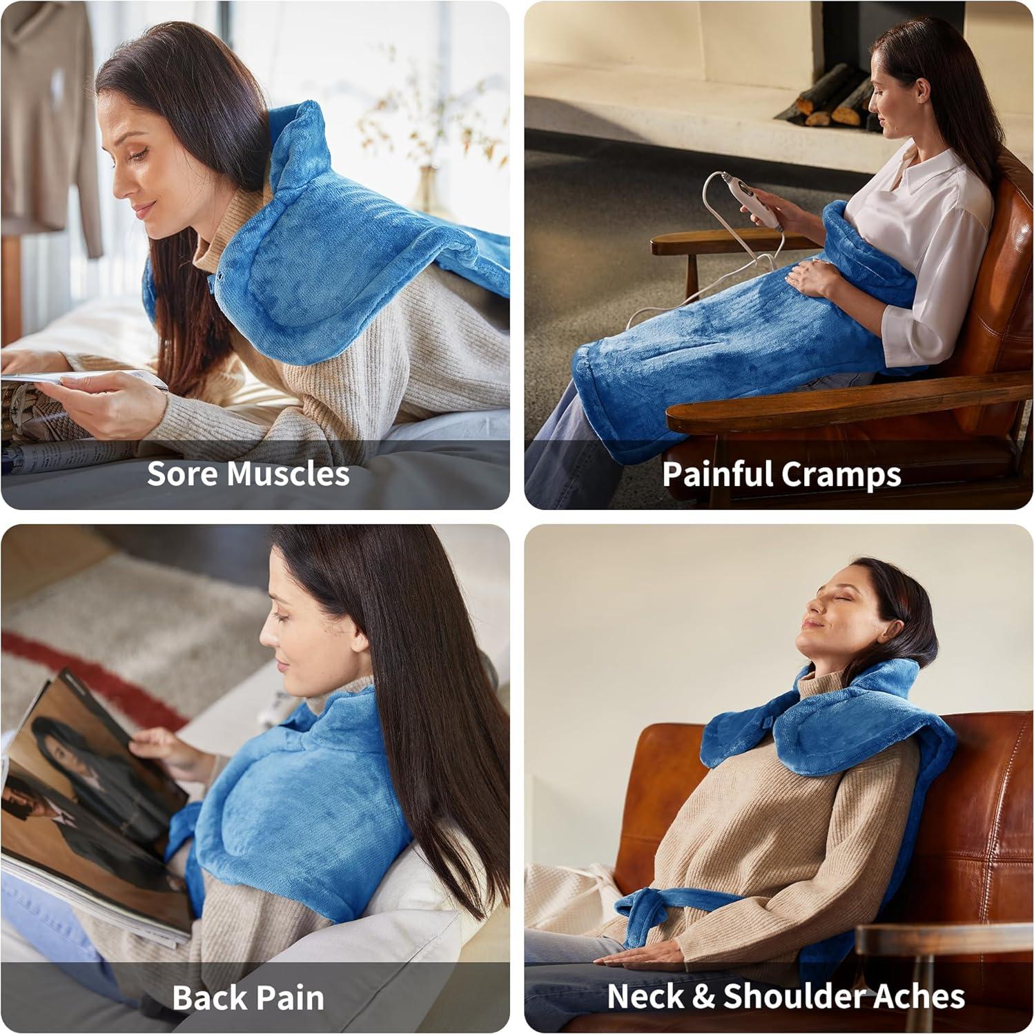 Almohadilla Calefactora Eléctrica para Cuello y Espalda Azul