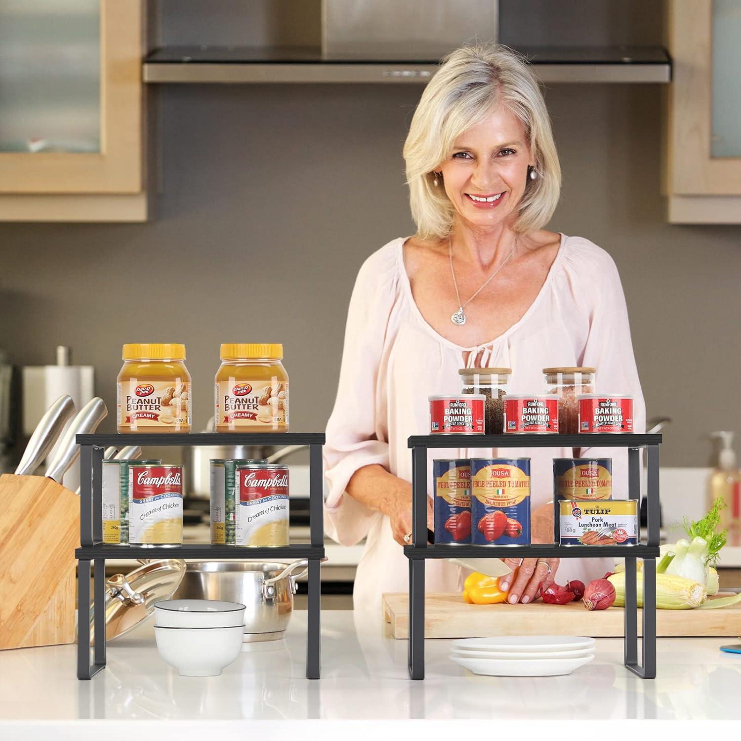 Estantes de Cocina Apilables CADUKE 4 Unidades Negro Industrial