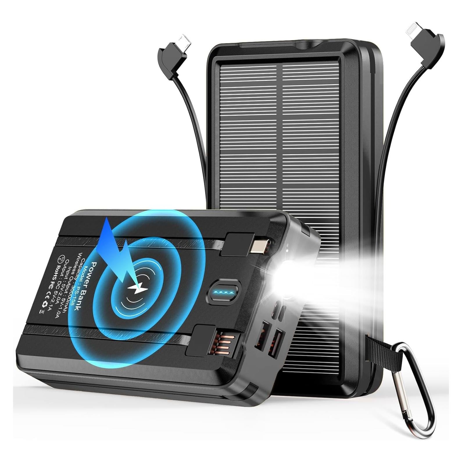 Banco de Energía Solar Portátil 52800mAh Carga Rápida LED