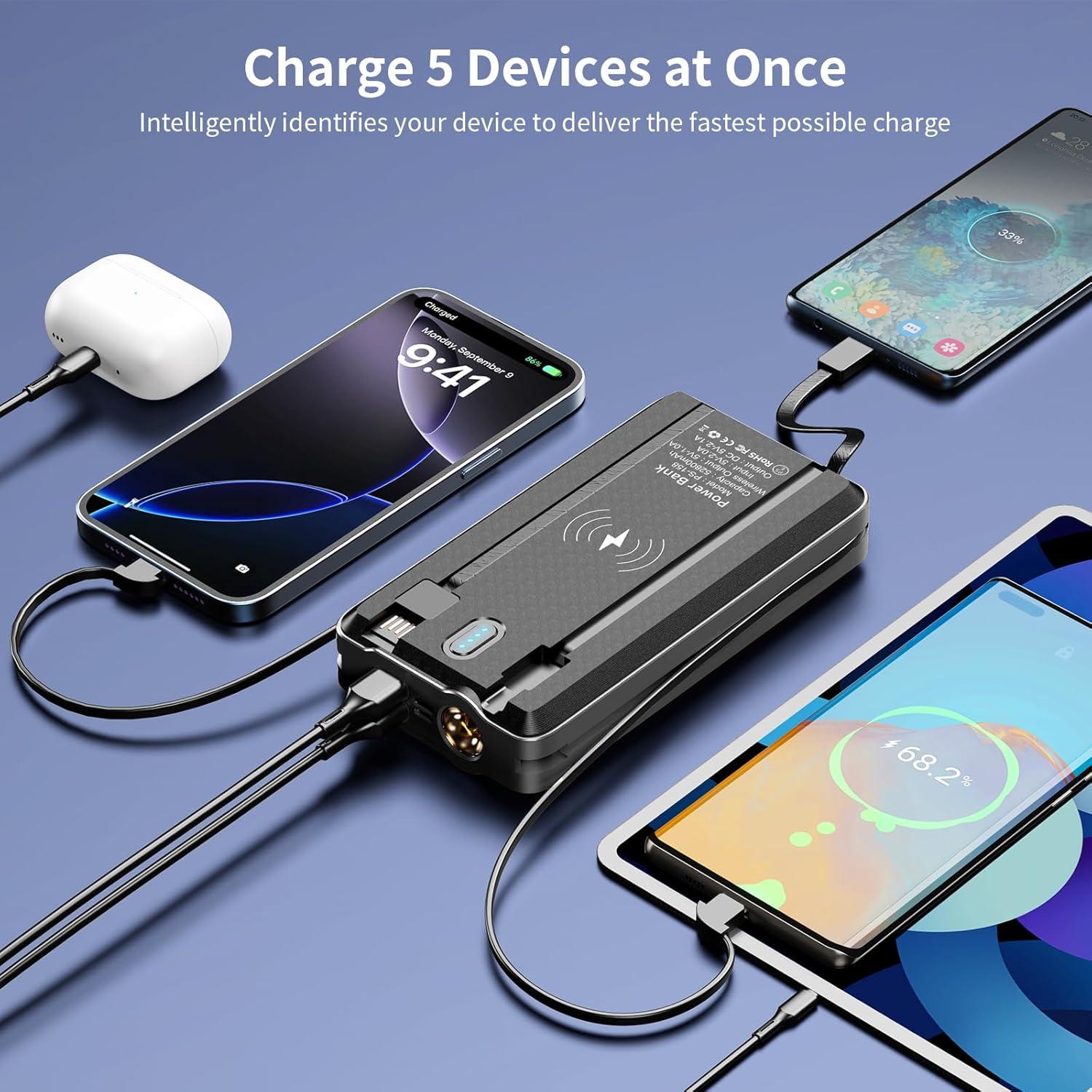 Banco de Energía Solar Portátil 52800mAh Carga Rápida LED