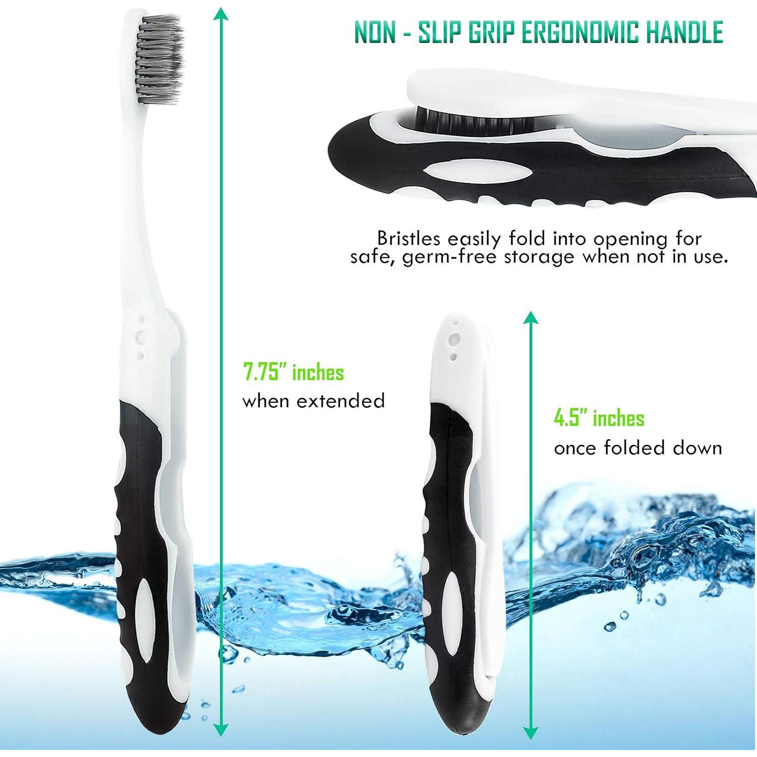 Cepillo de Dientes Plegable Lingito de Carbón Activo - 2 Unidades